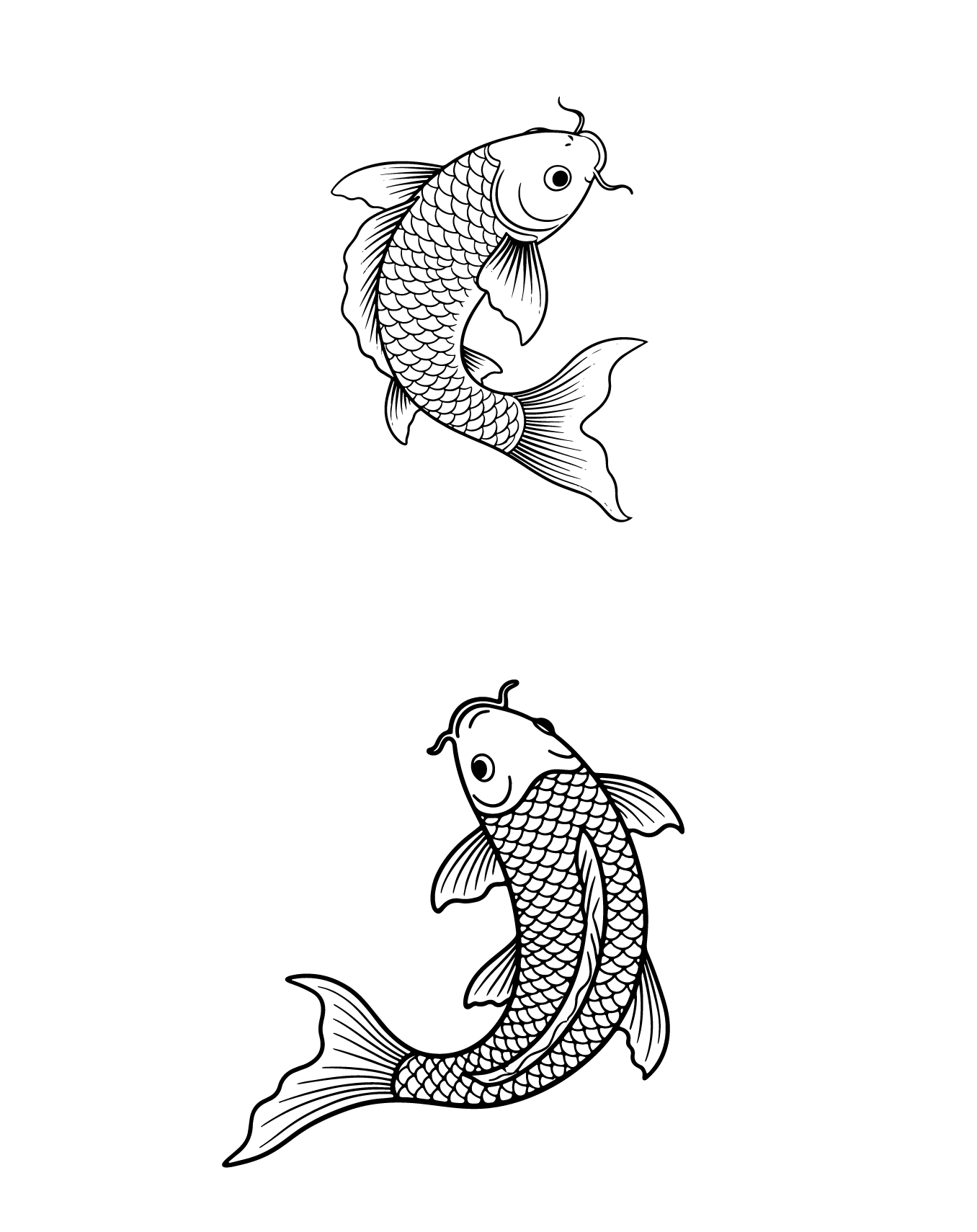锦鲤鲤鱼线稿元素