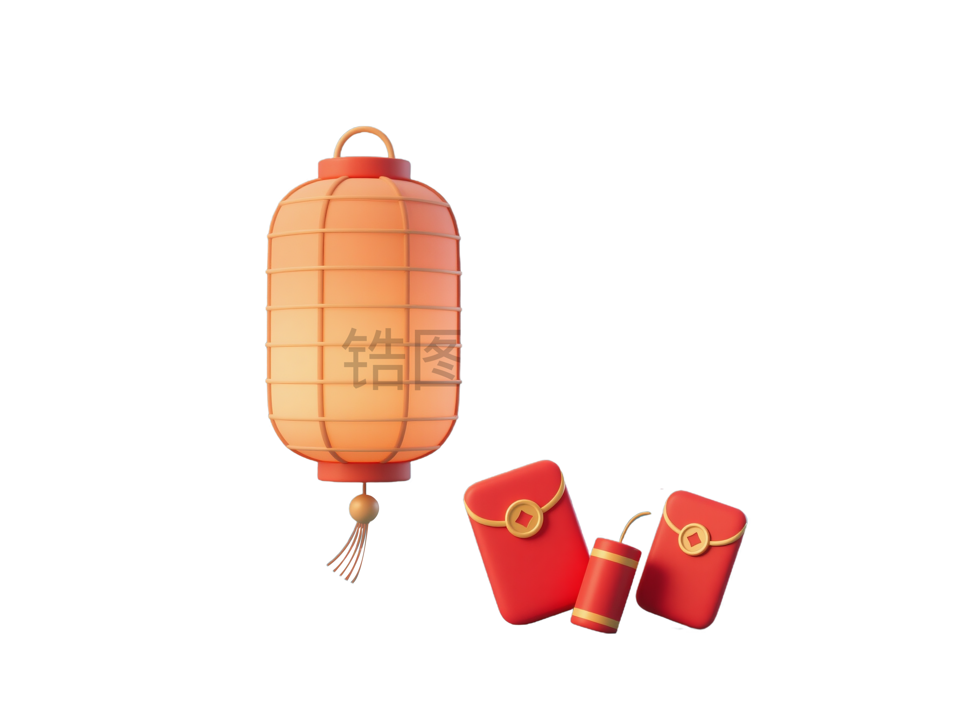 3d卡通新年点缀灯笼红包元素