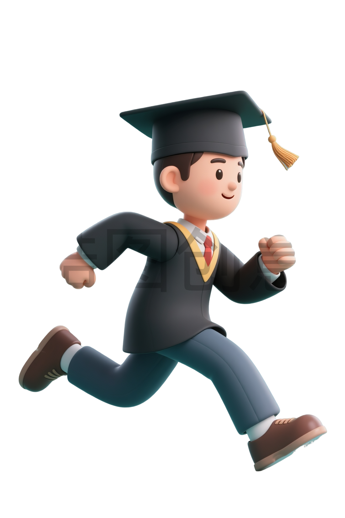 3D卡通奔跑的学生元素素材