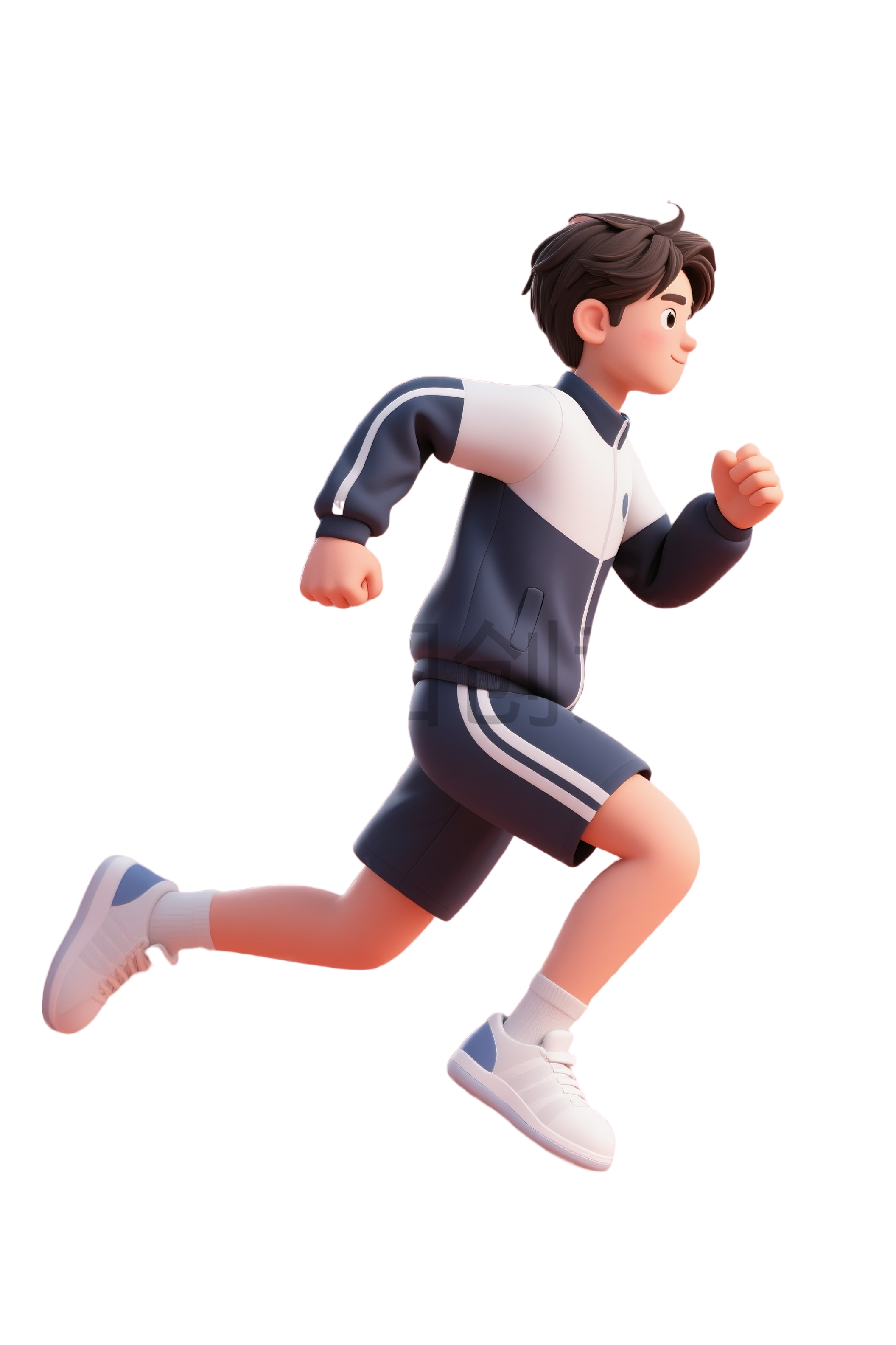 3D卡通奔跑的高中学生元素素材