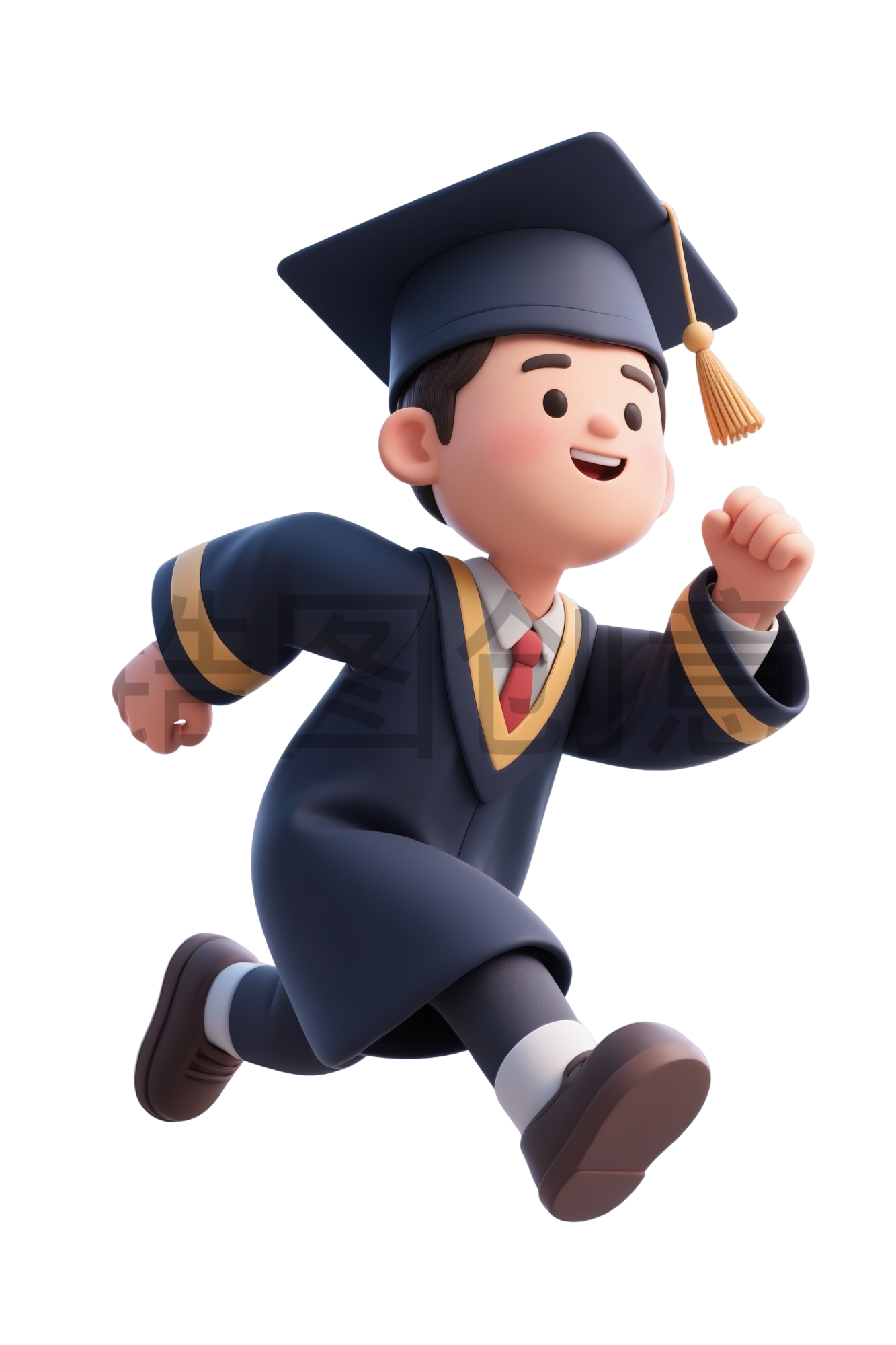 3D卡通奔跑的高中学生元素素材