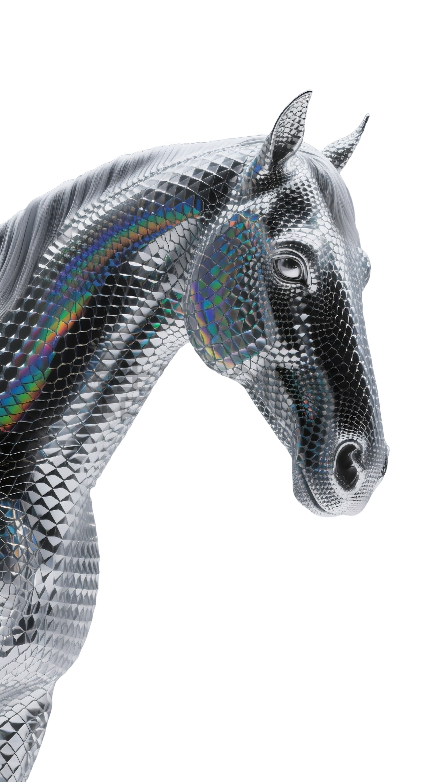 3d钛合金精密金属质感骏马元素