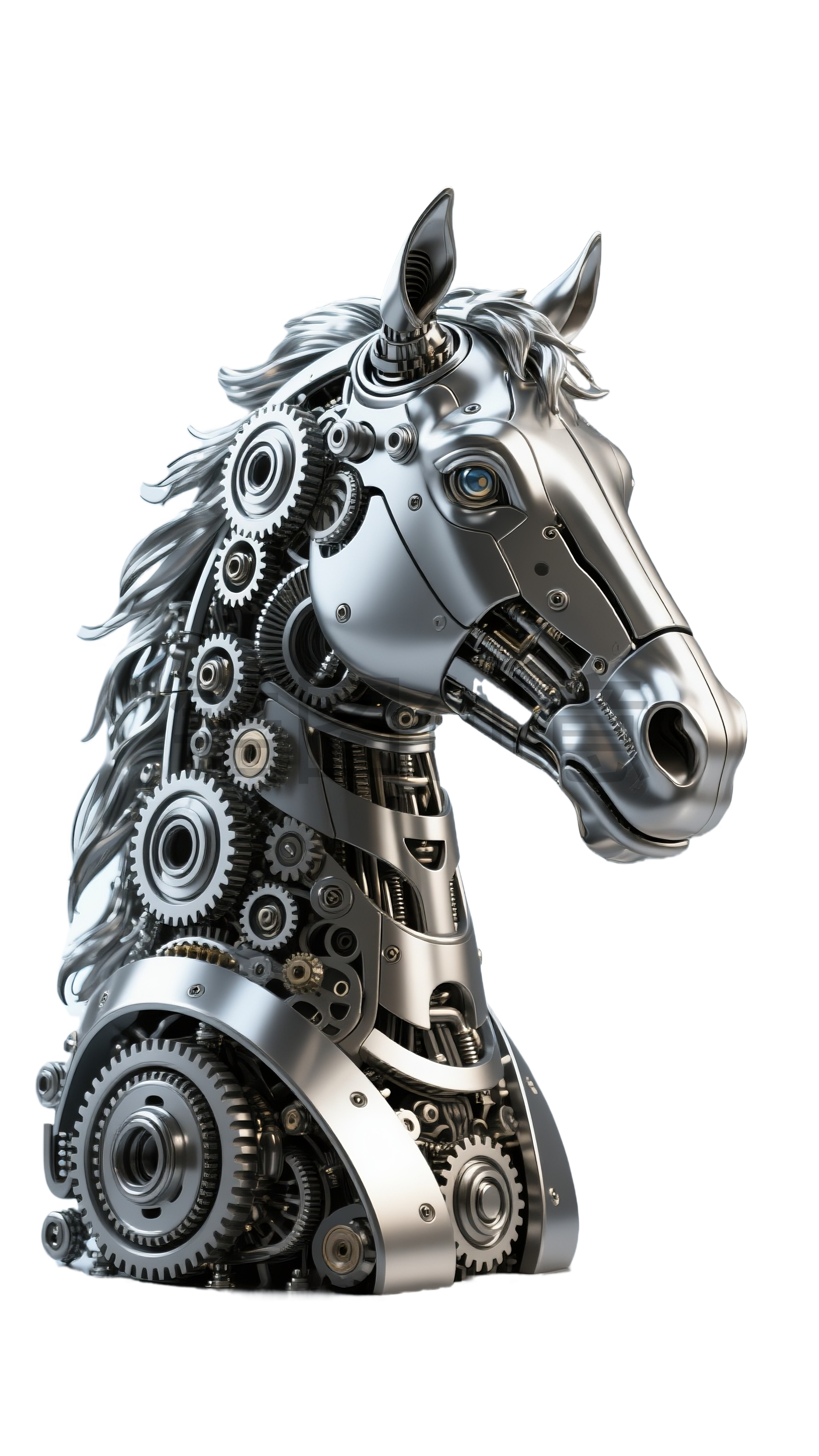 3d钛合金精密金属质感骏马元素
