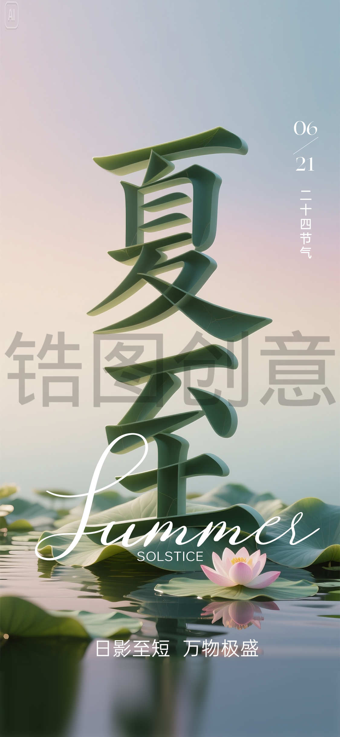 荷花夏至节气海报