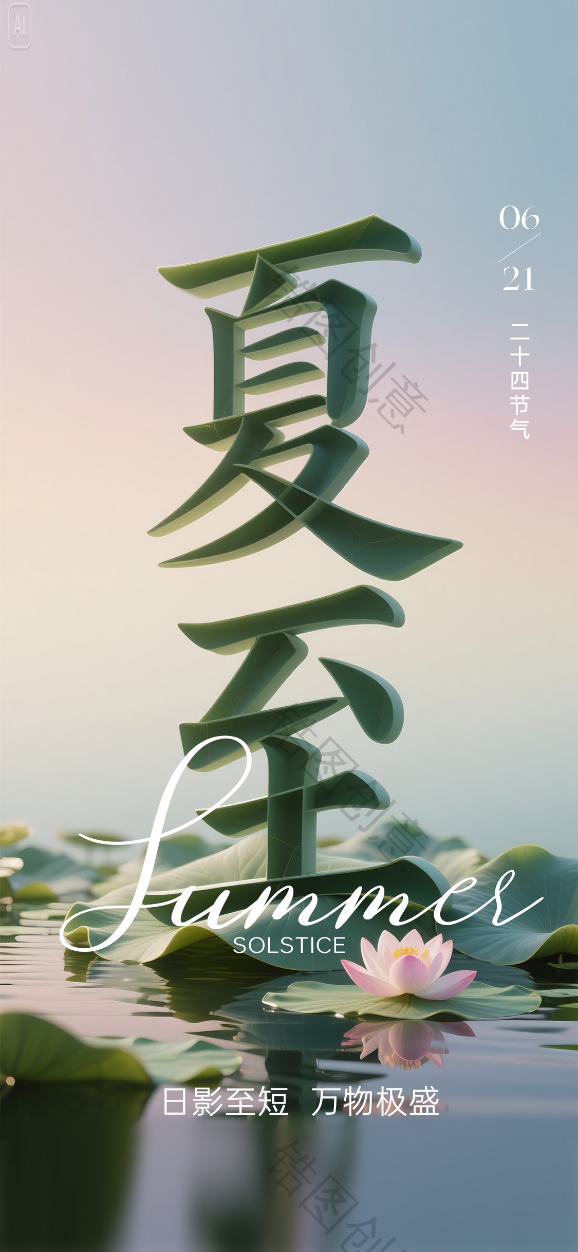 荷花夏至节气海报