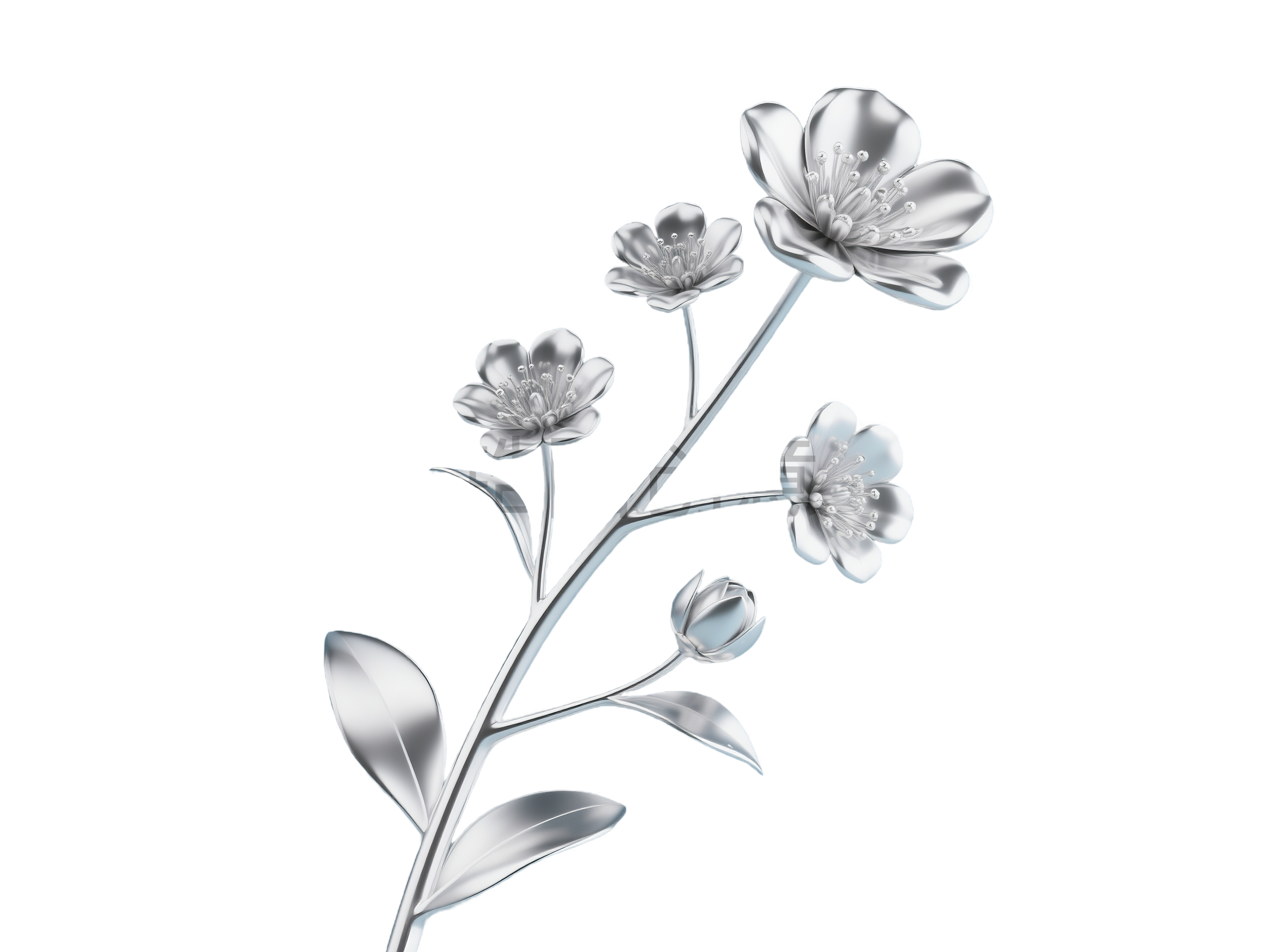 3d金属植物花元素