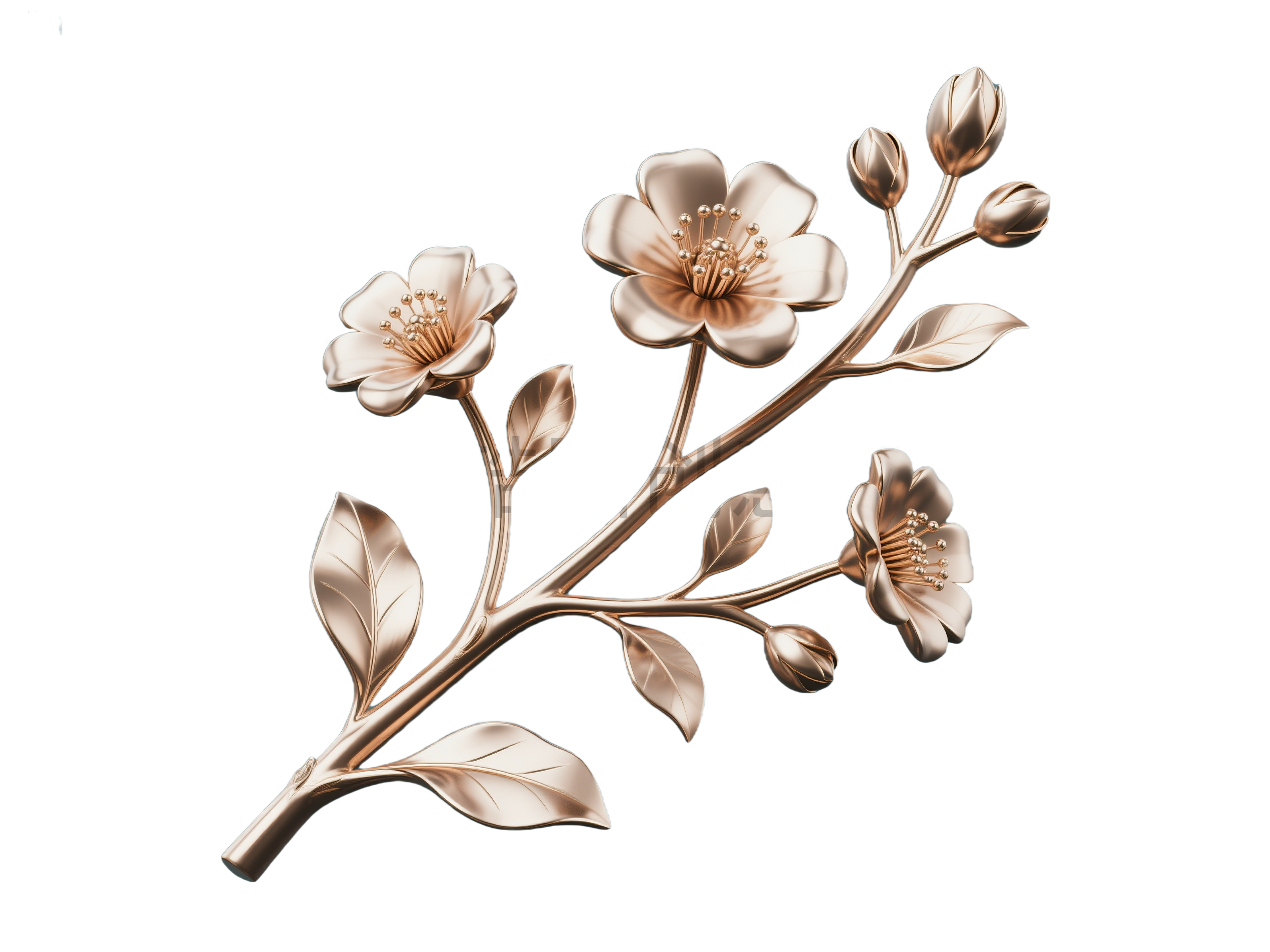 3d金属植物花元素