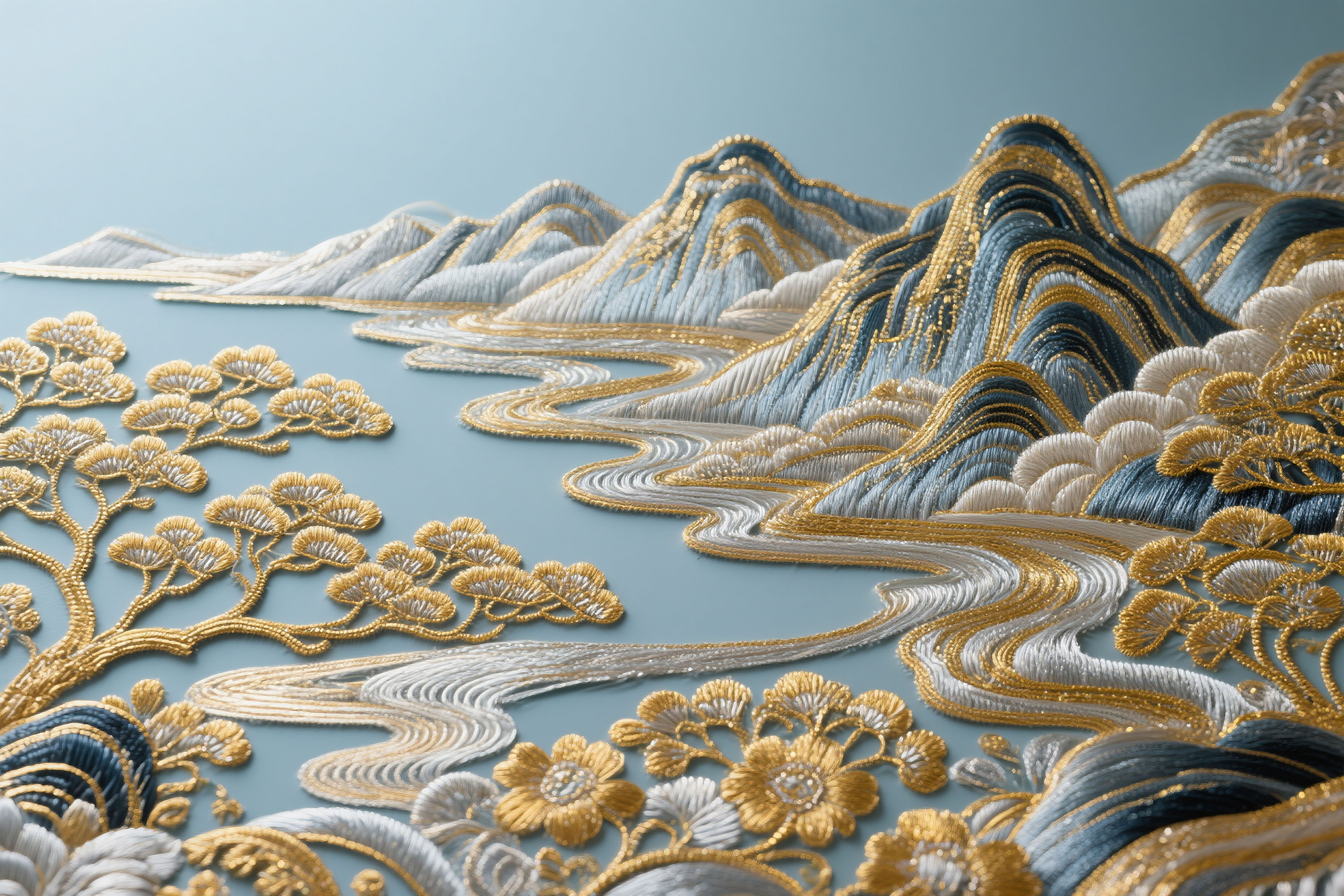 立体刺绣 I 中国秀丽山河