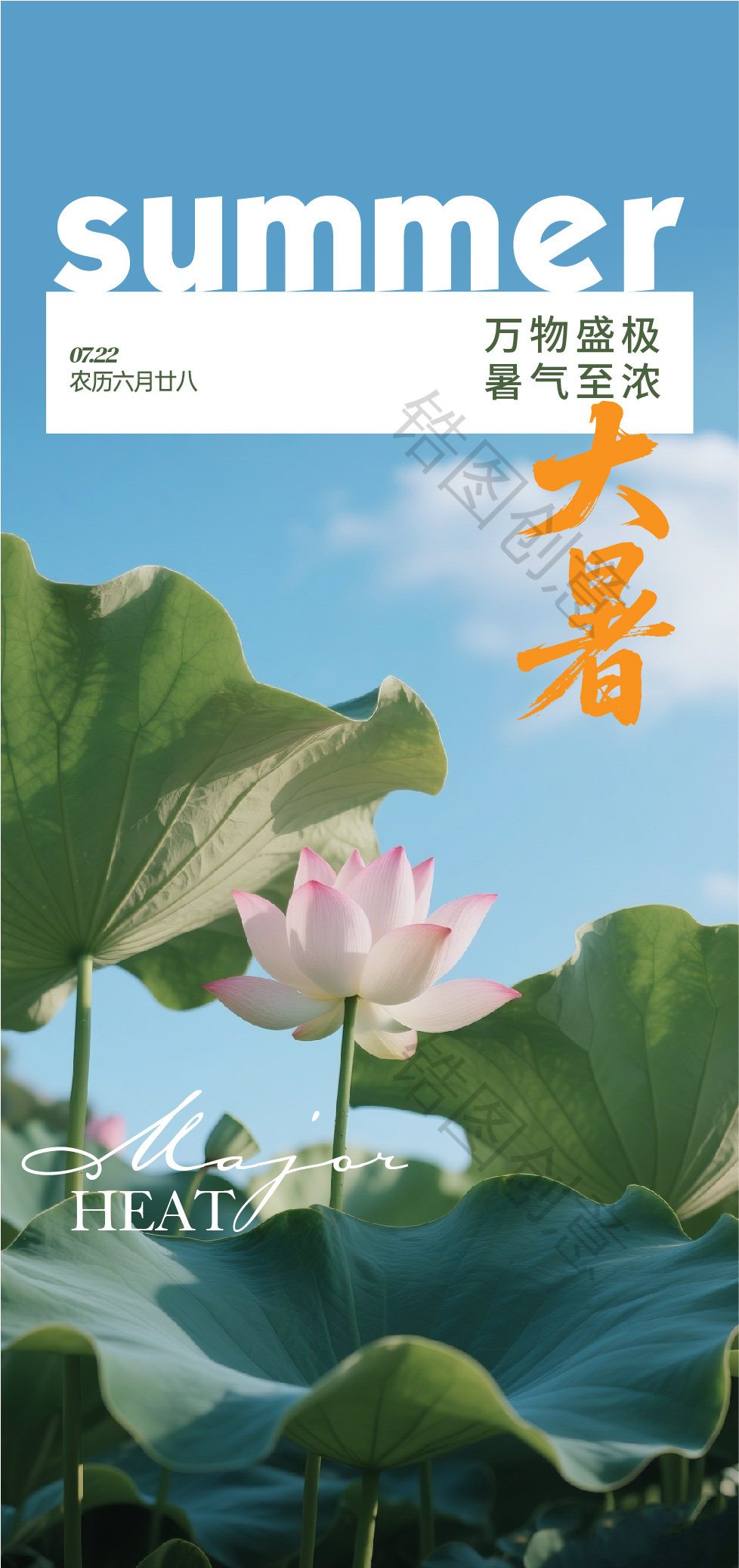 大暑小暑夏至写实节气海报