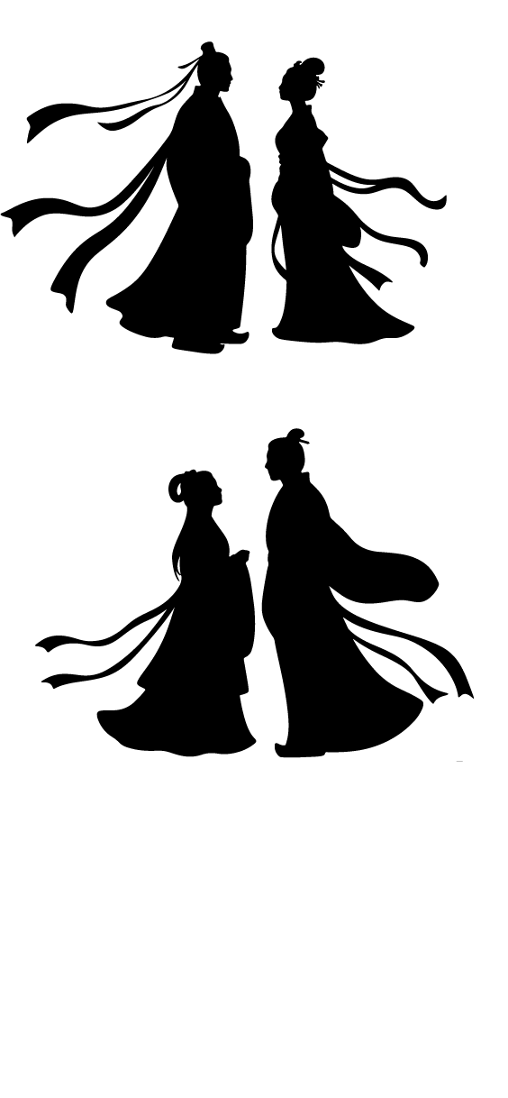 古代古装七夕人物剪影元素