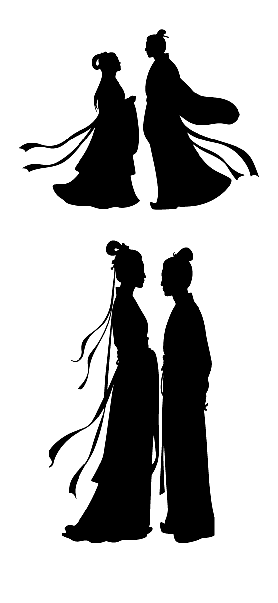 古代古装七夕人物剪影元素