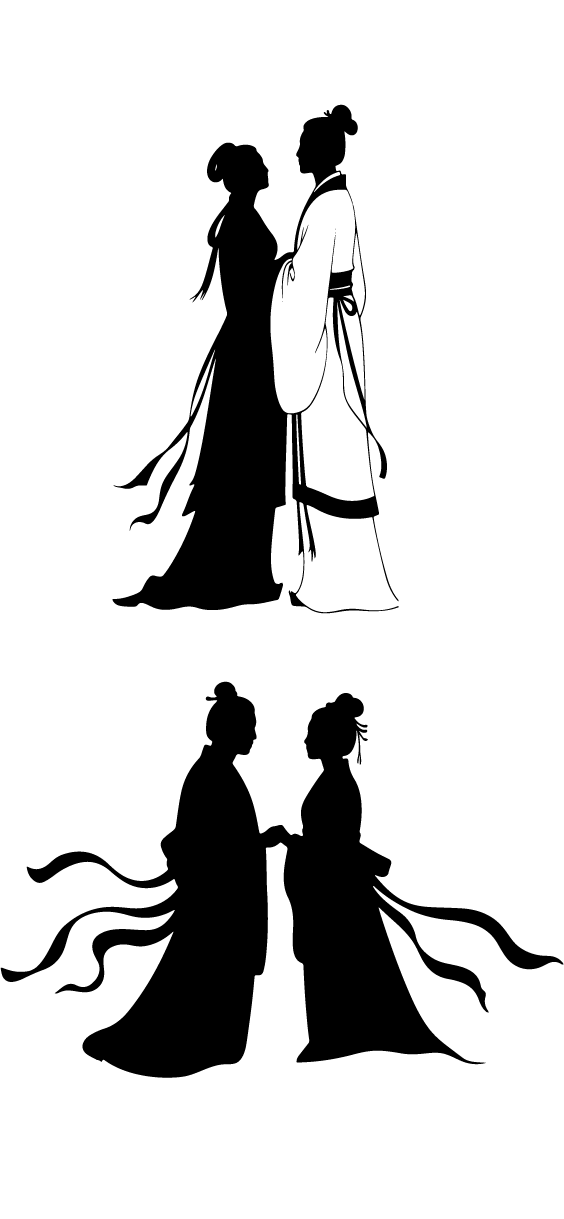 古代古装七夕人物剪影元素