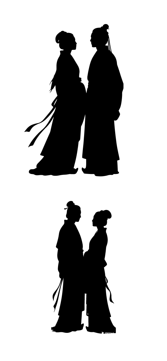 古代古装七夕人物剪影元素