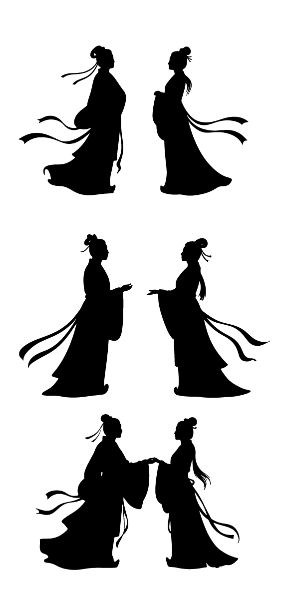 古代古装七夕人物剪影元素