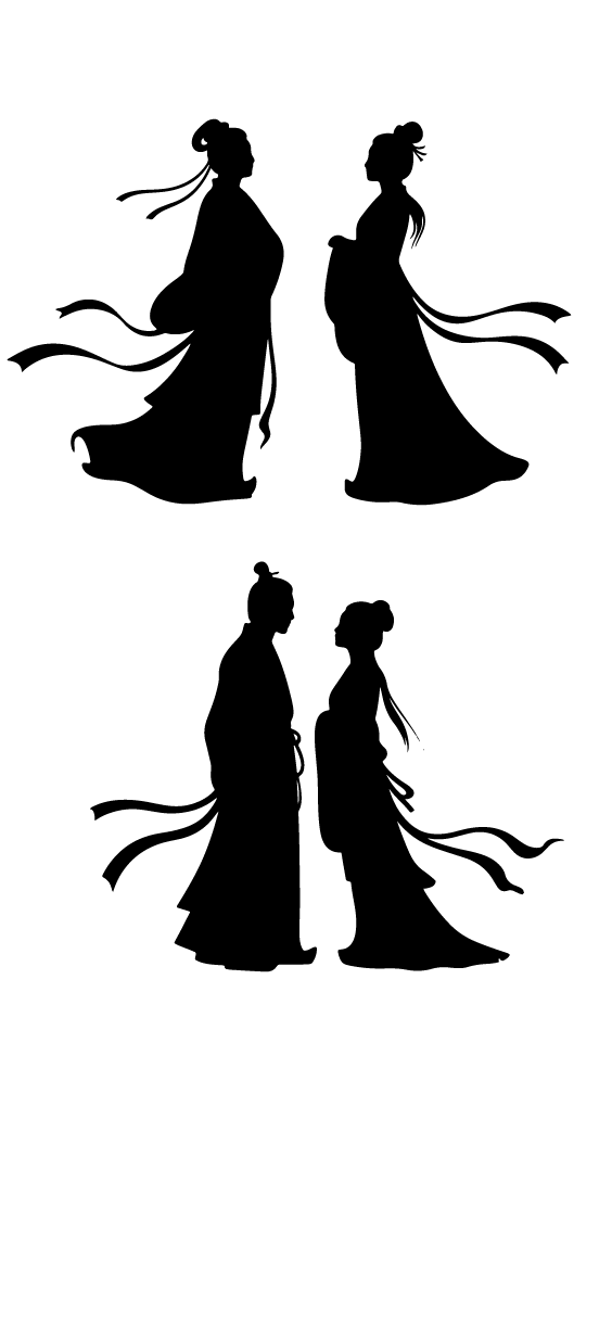 古代古装七夕人物剪影元素