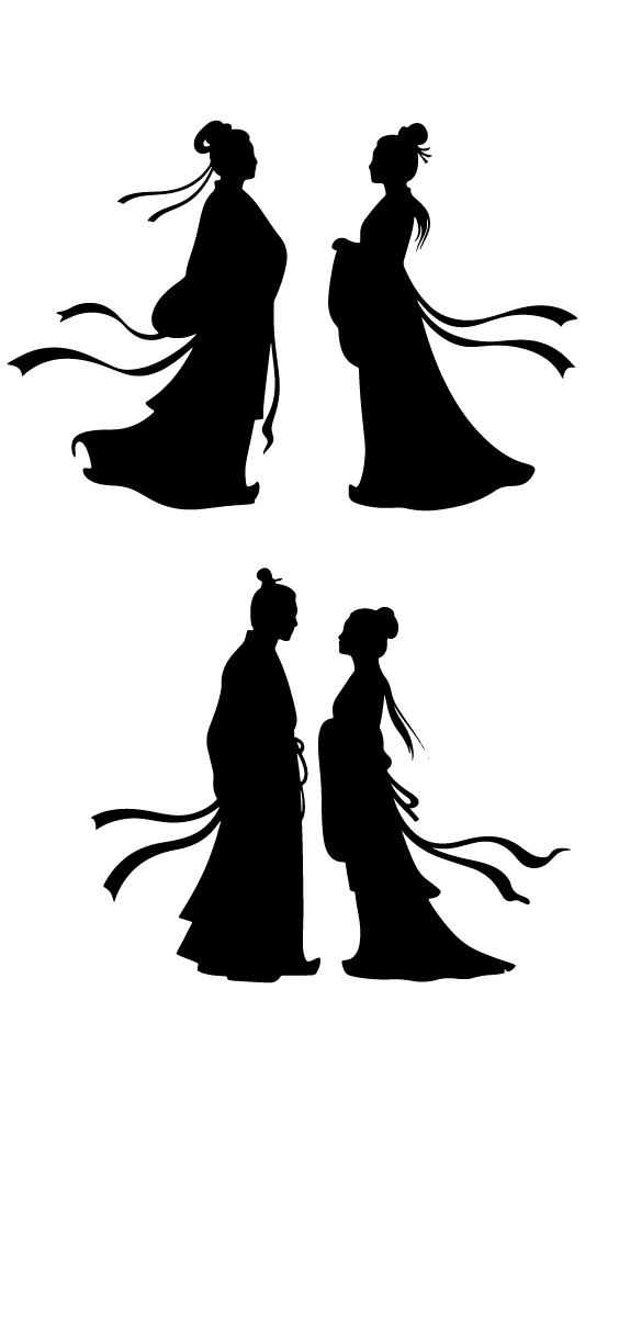 古代古装七夕人物剪影元素
