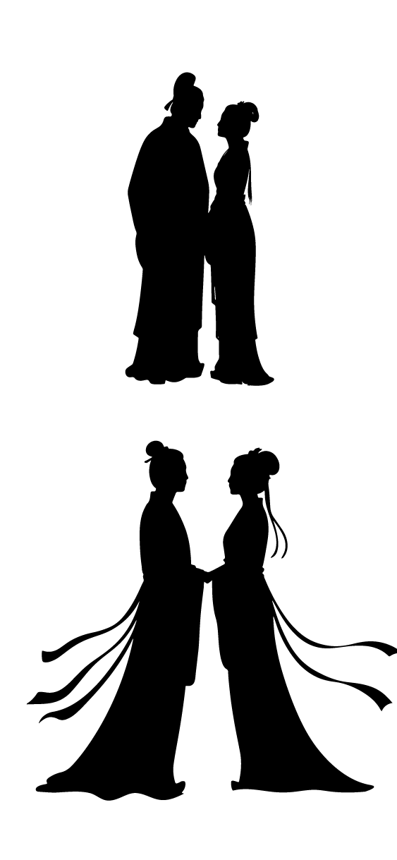 古代古装七夕人物剪影元素