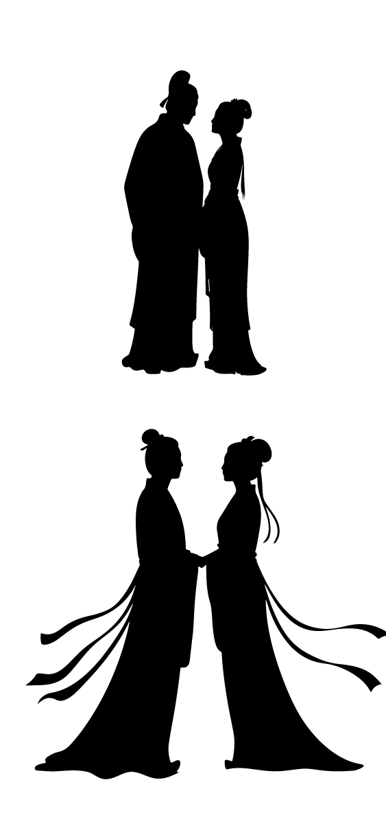 古代古装七夕人物剪影元素