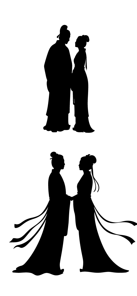 古代古装七夕人物剪影元素