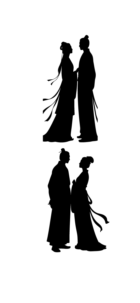 古代古装七夕人物剪影元素
