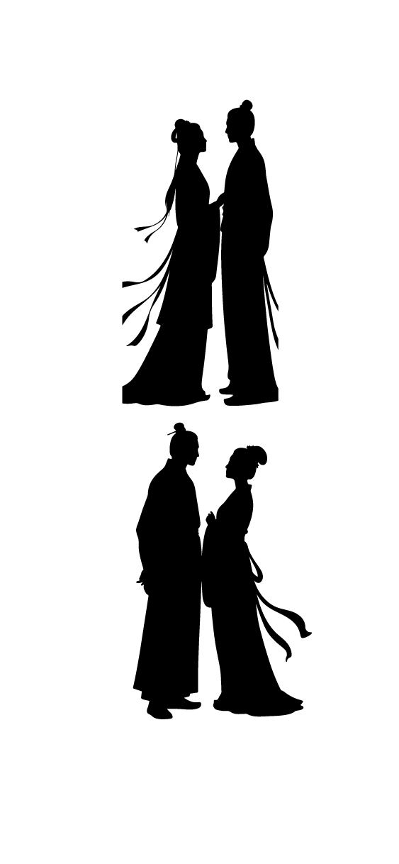 古代古装七夕人物剪影元素
