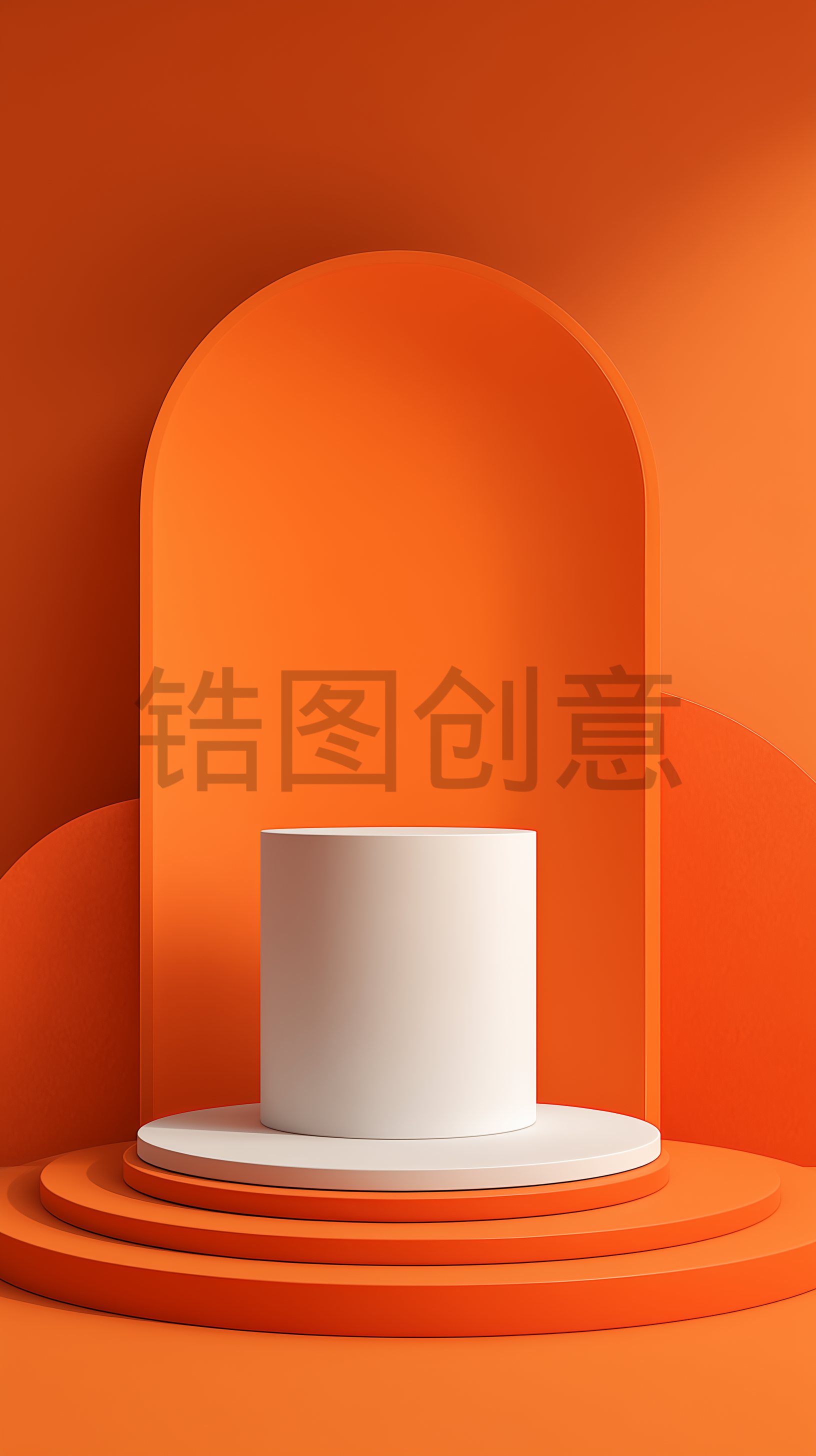 橙色电商圆形展台空间背景