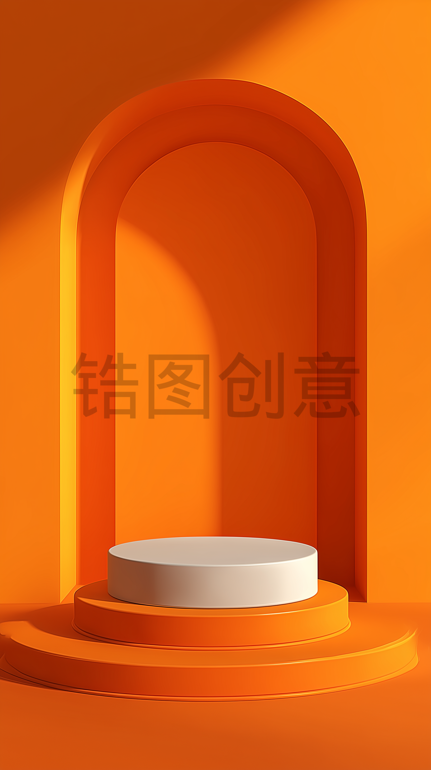 橙色电商圆形展台空间背景