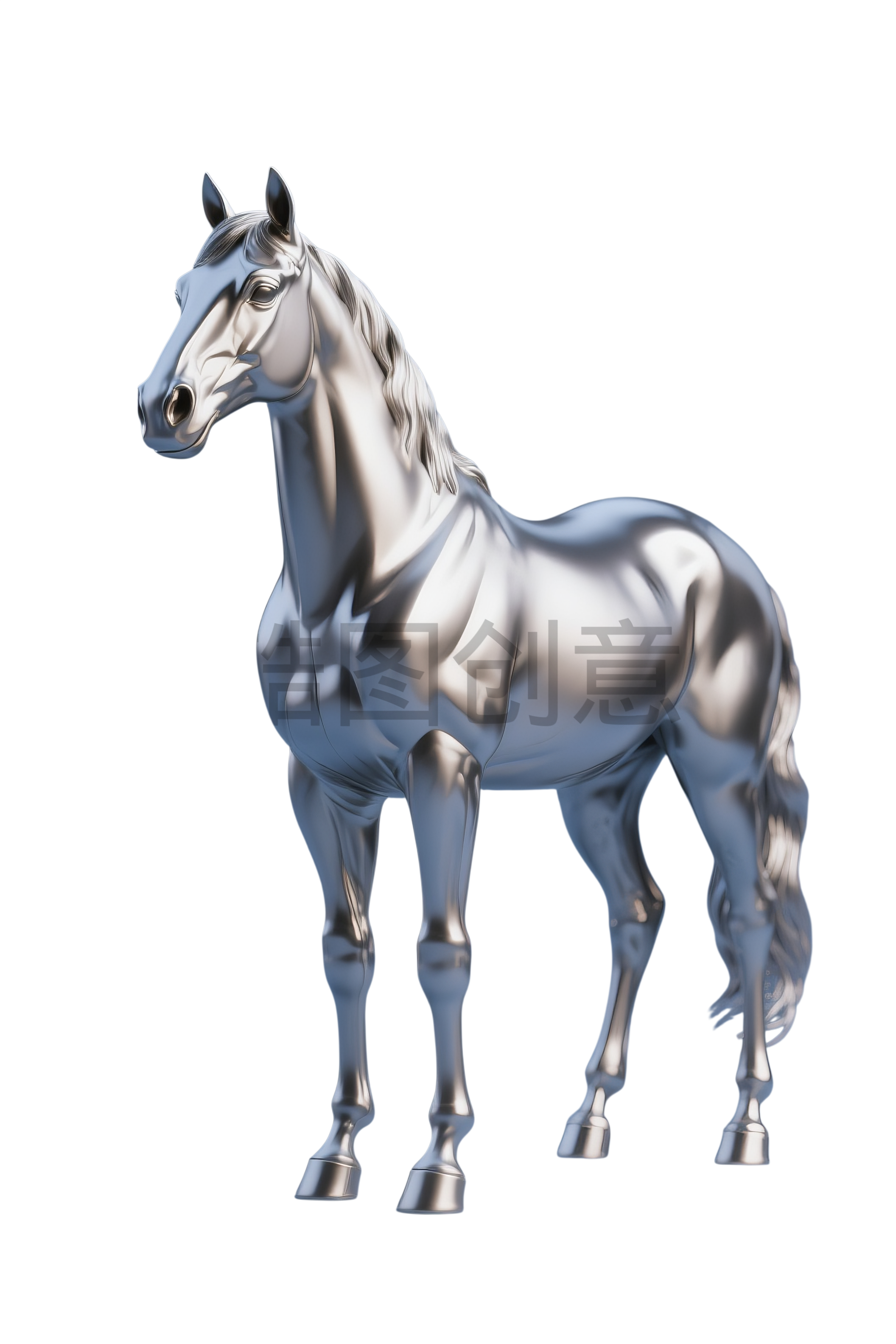 3d金属立体马骏马元素