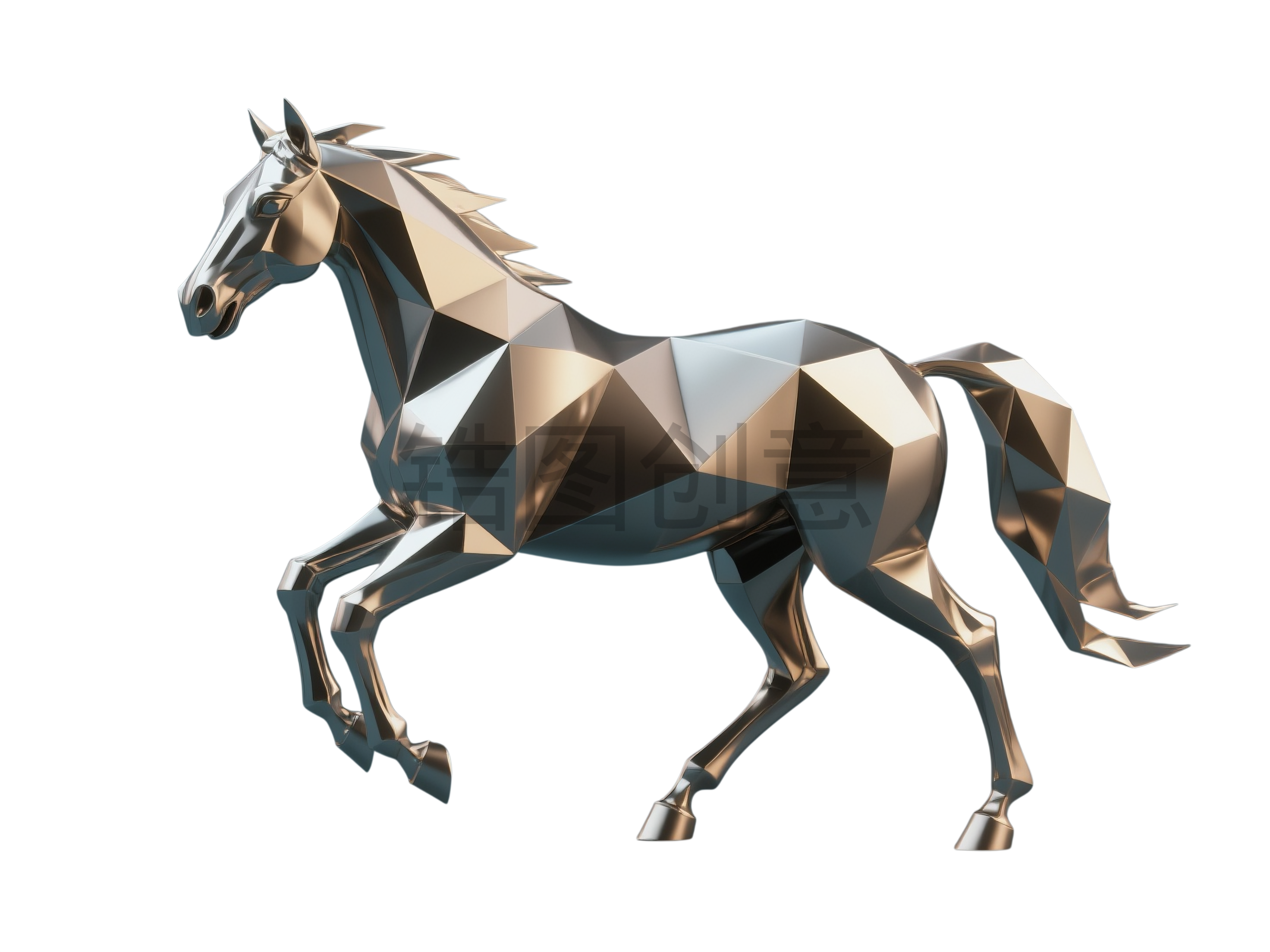 3d金属立体几何块面马元素