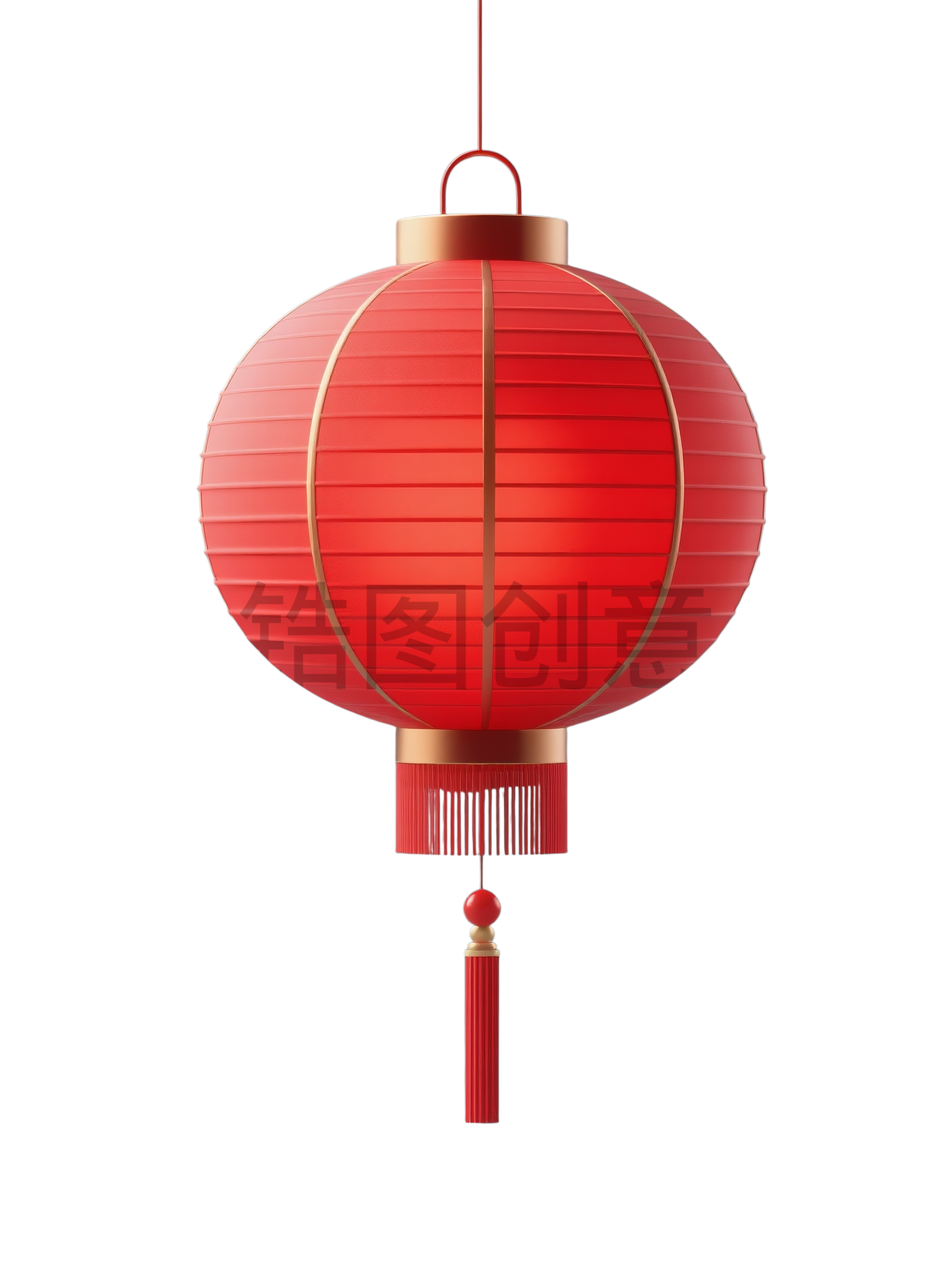 3d新年红色圆形灯笼元素