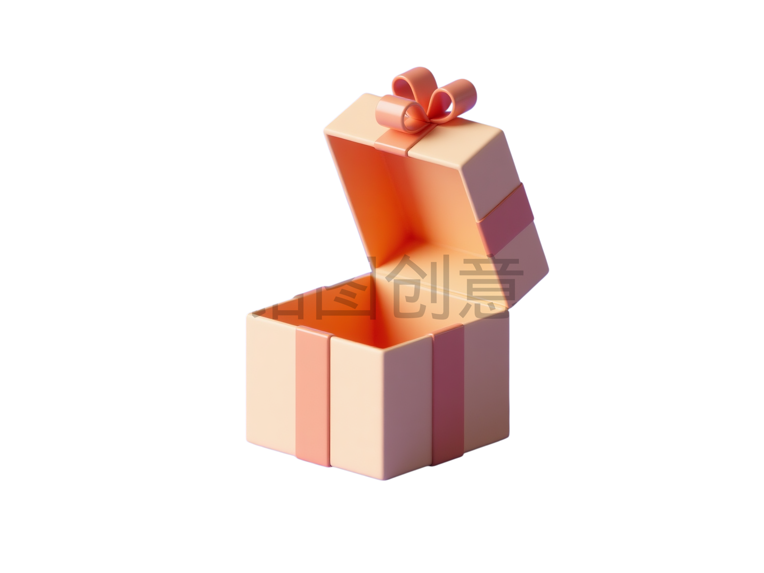 半打开的礼物礼盒3d元素