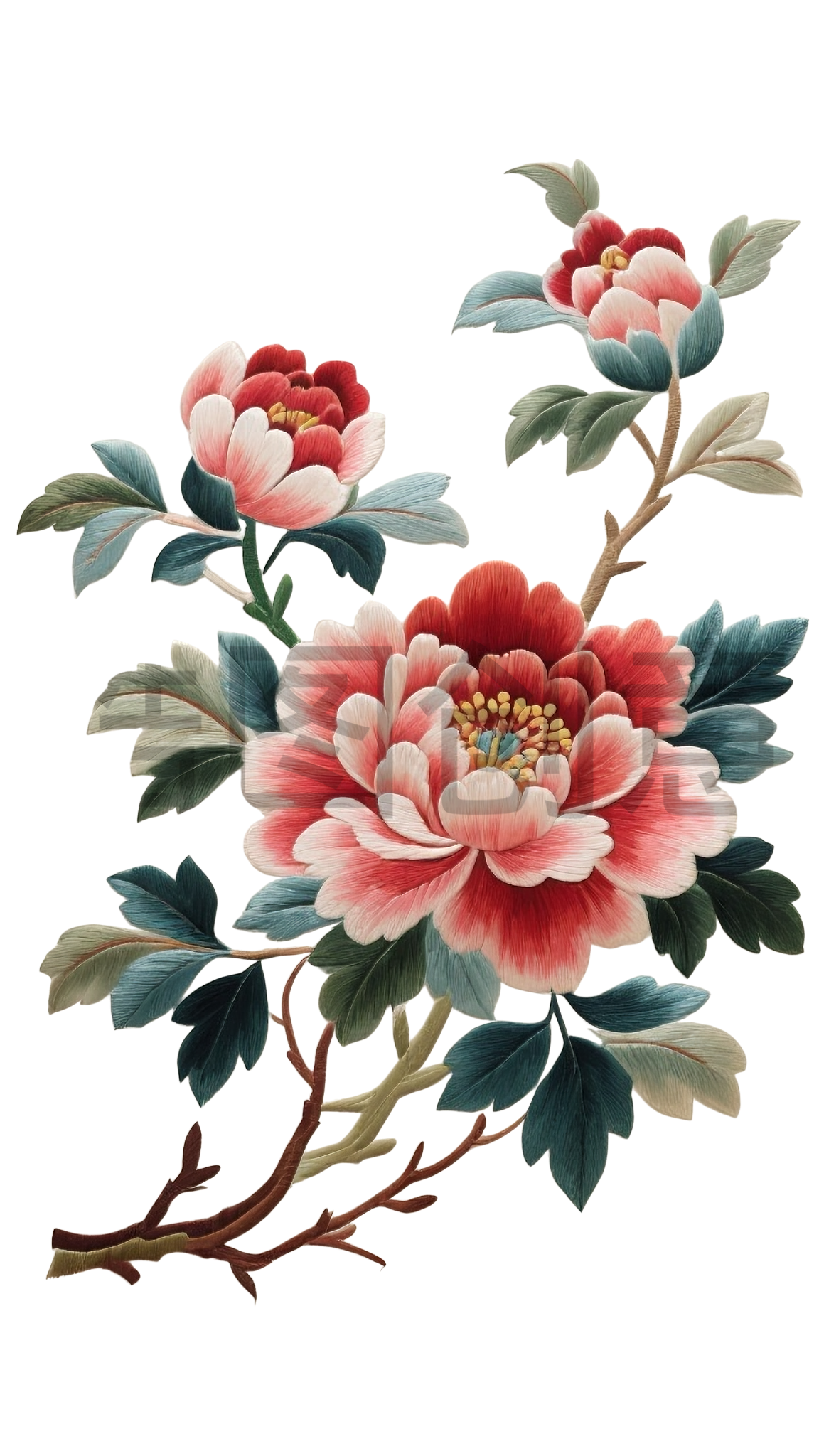 刺绣牡丹花元素