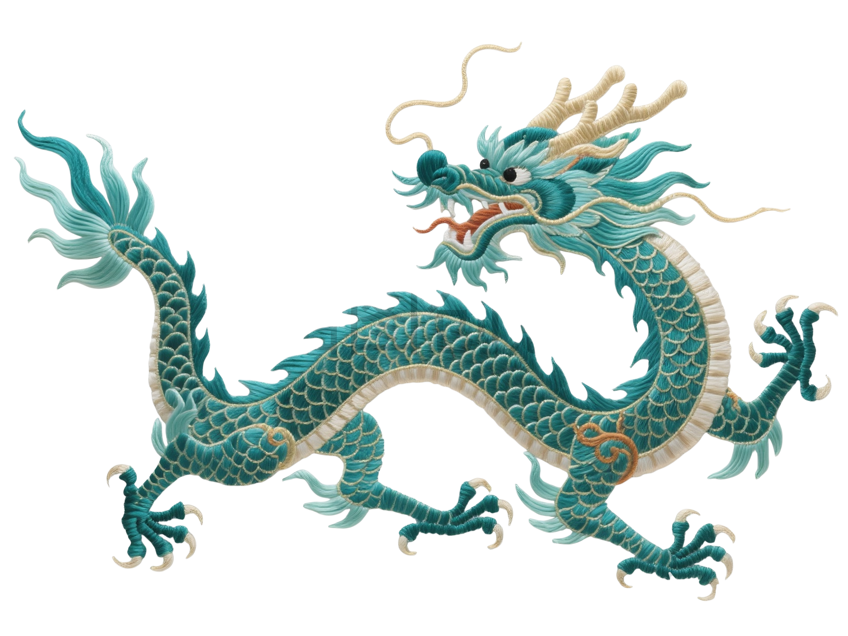 刺绣艺术青龙元素