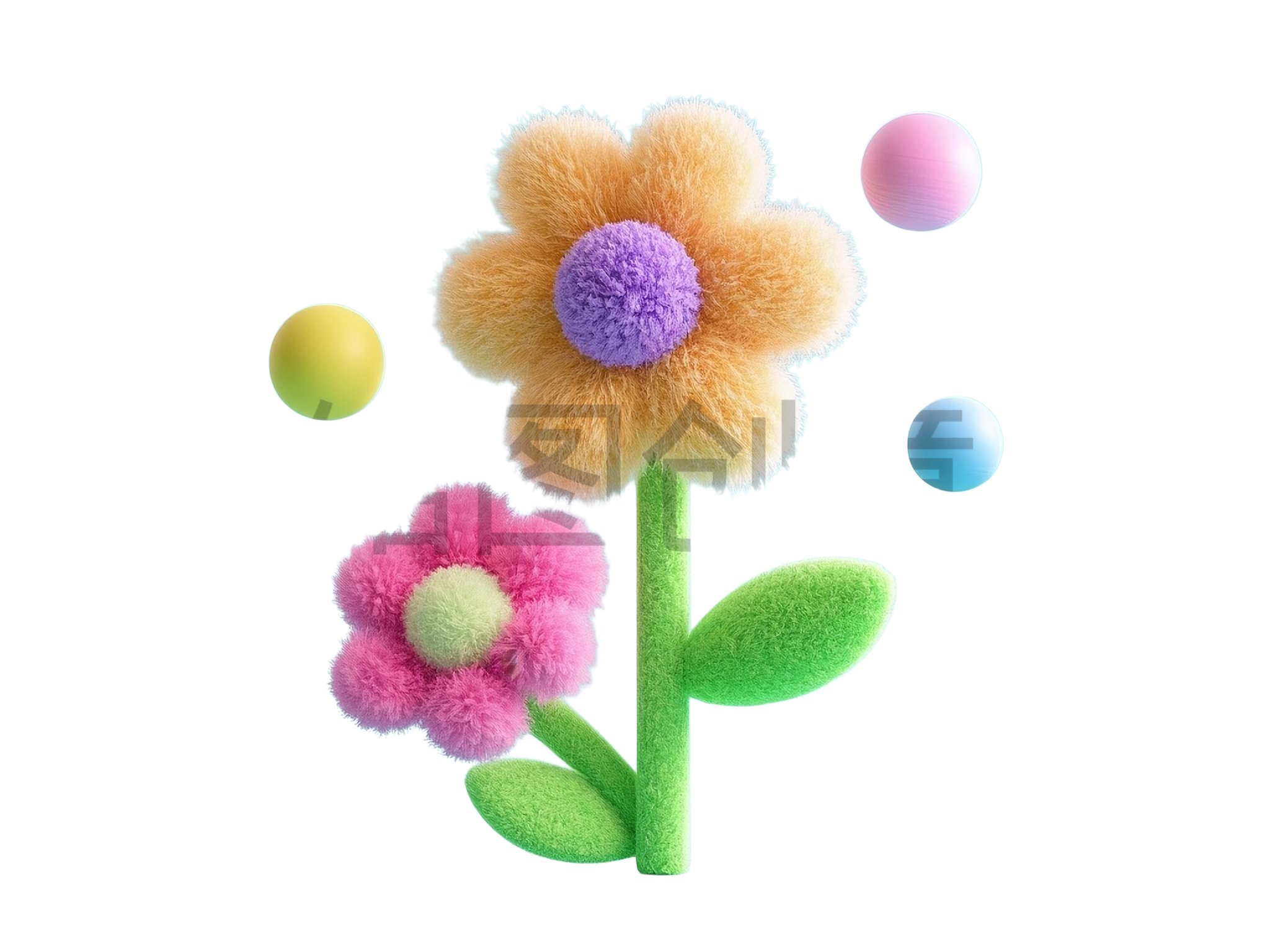 3d卡通花元素