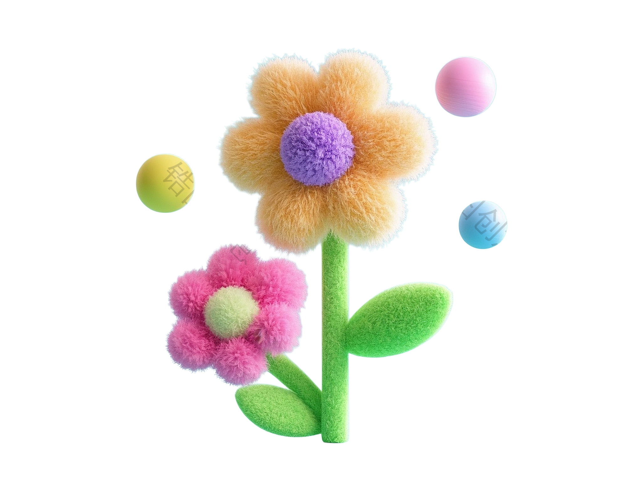 3d卡通花元素