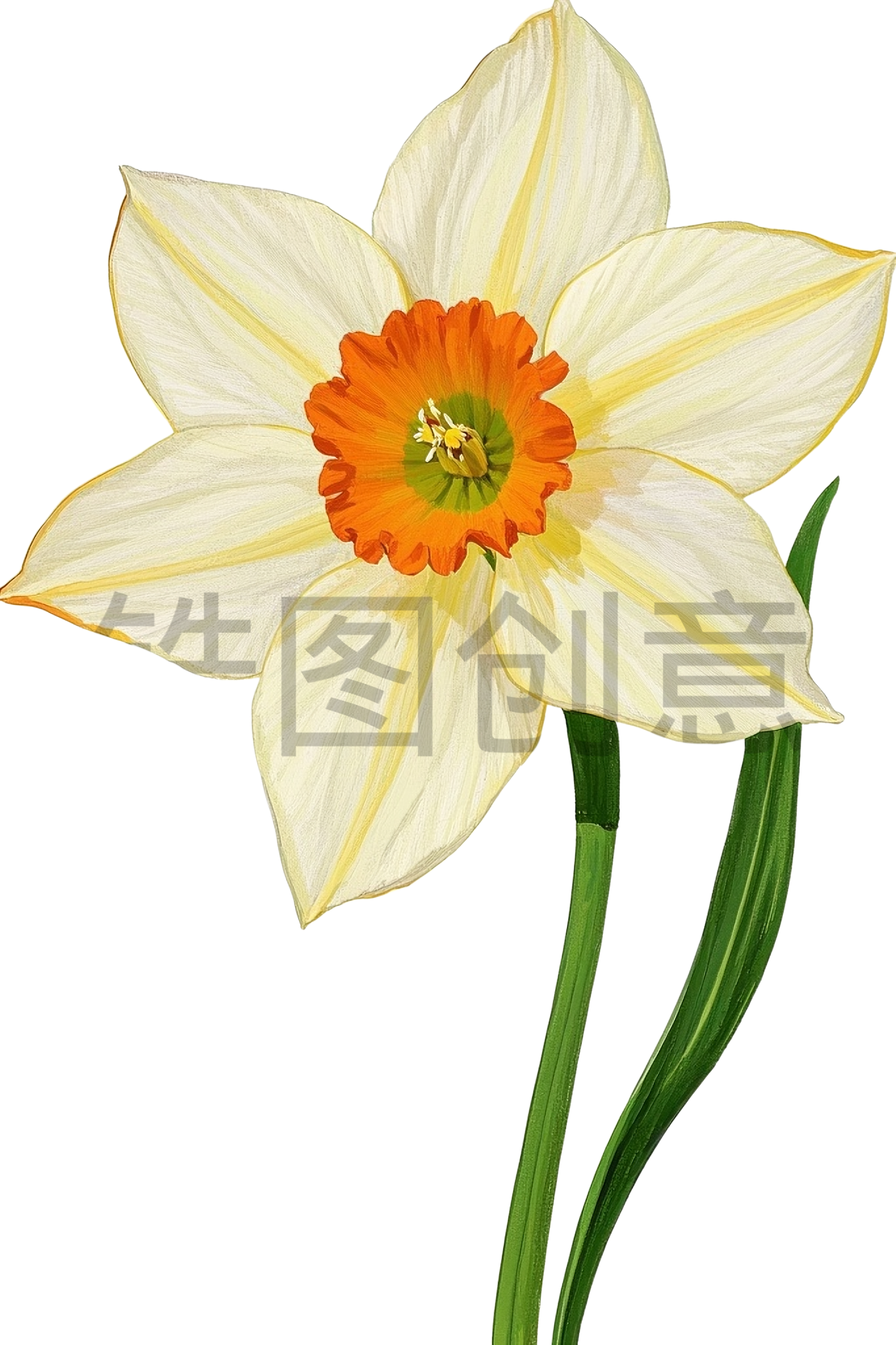 水仙花水彩风格元素