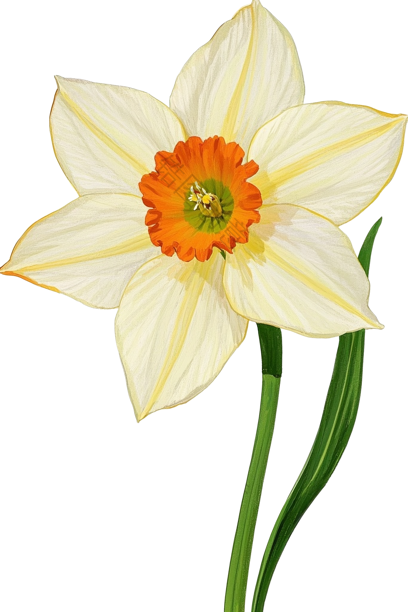 水仙花水彩风格元素