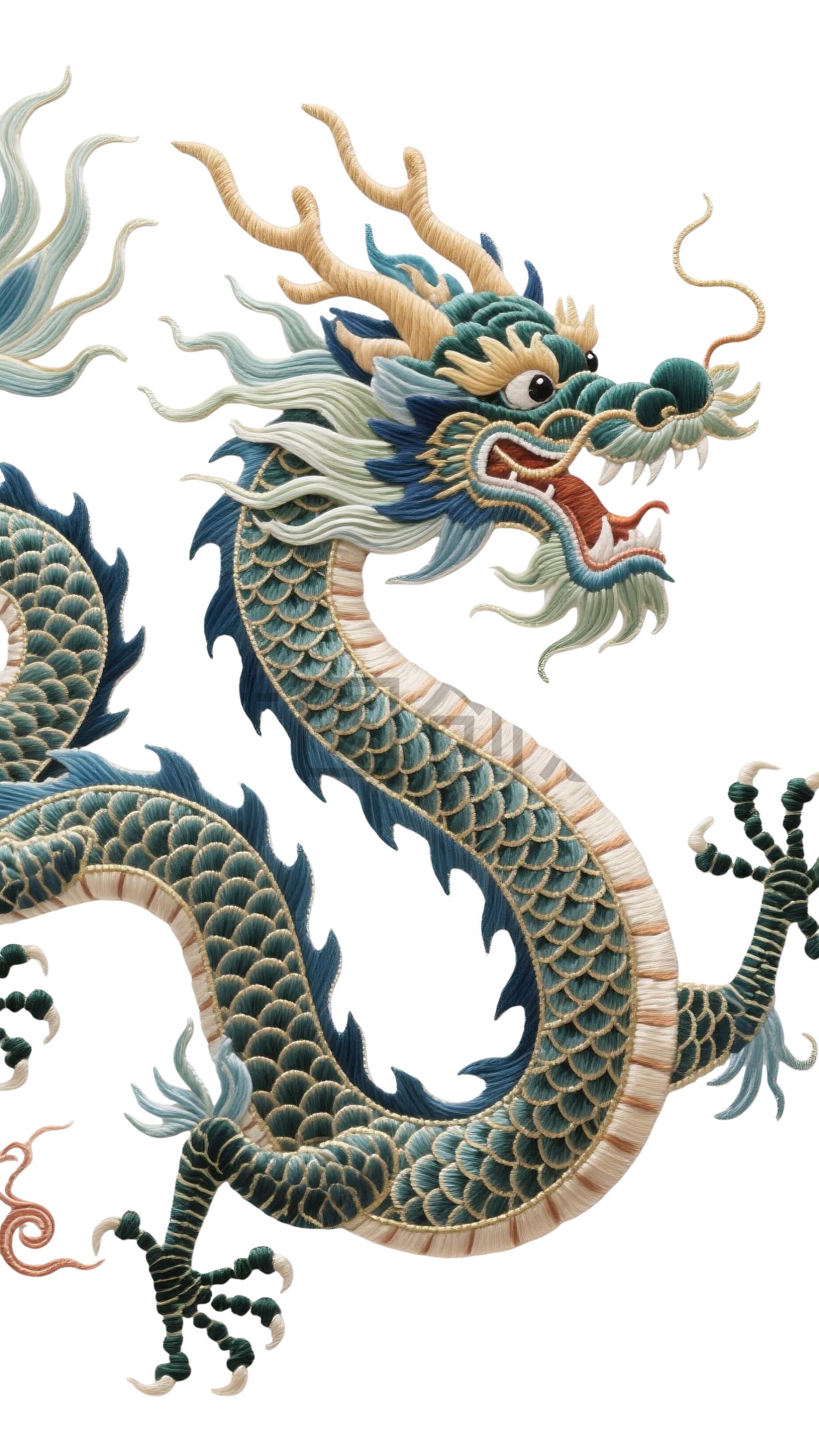刺绣艺术青龙元素