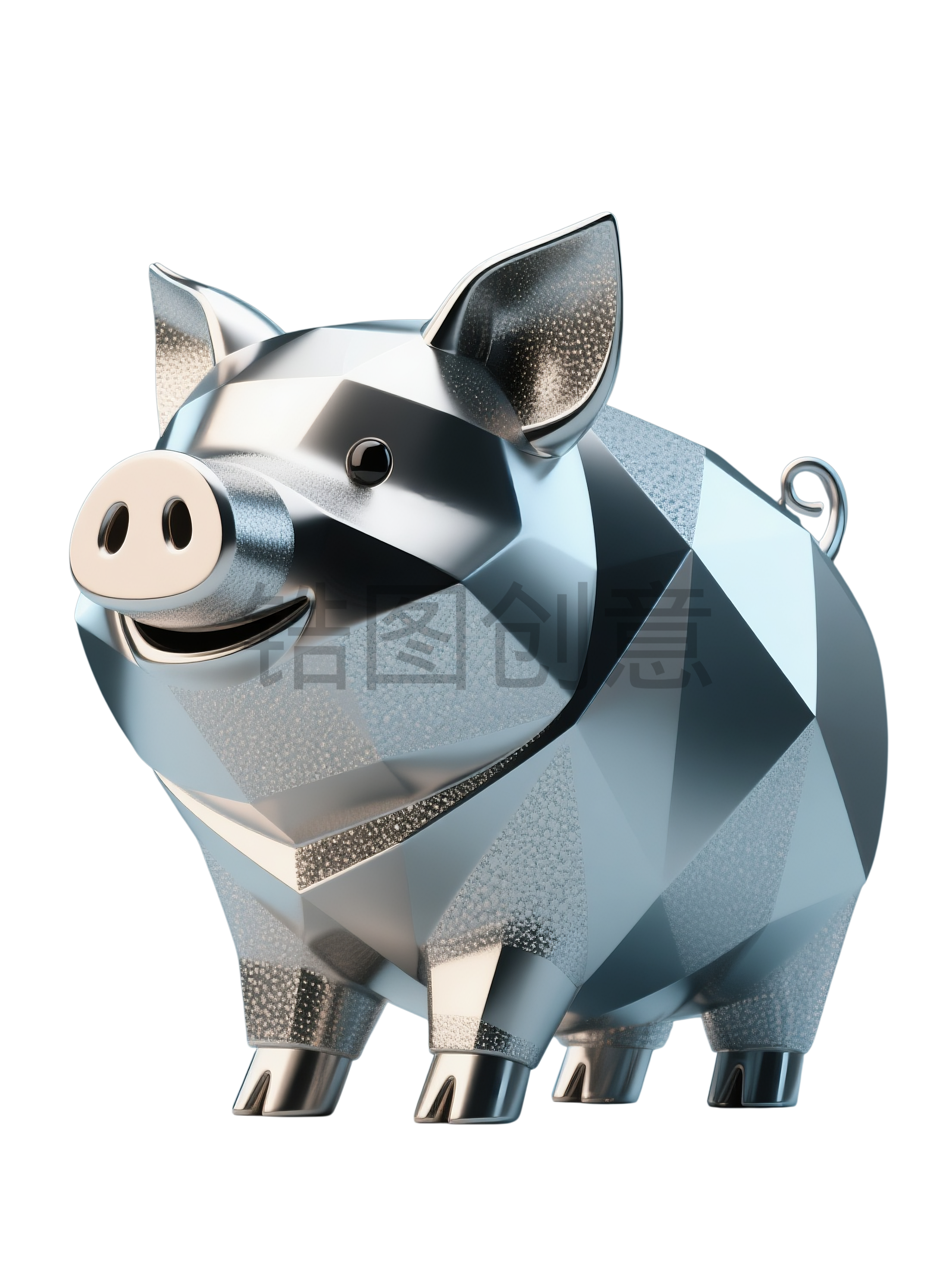 动物系列几何3d猪元素