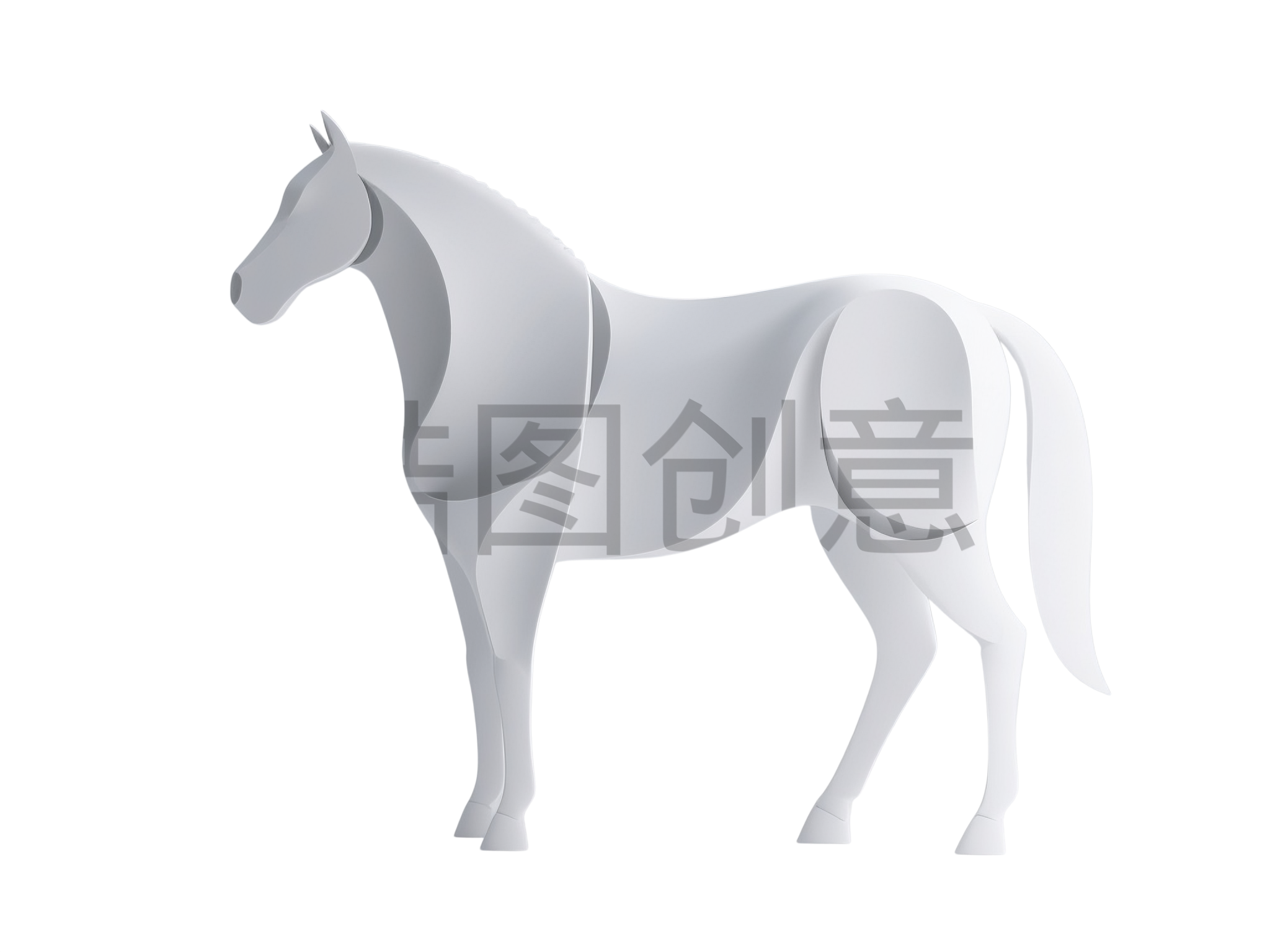 动物系列几何3d马元素