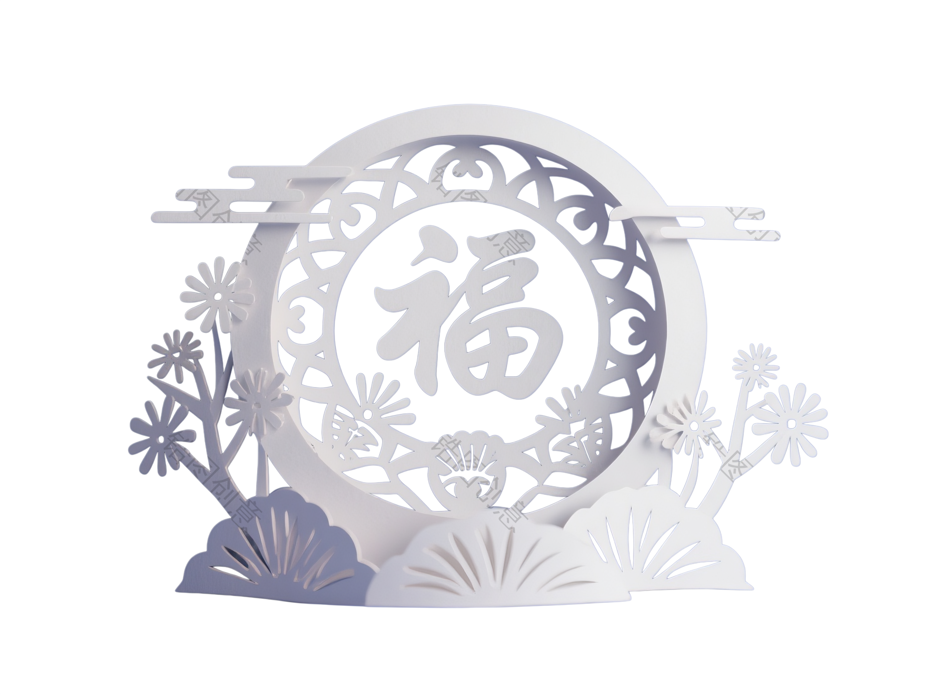 纸雕剪纸福字元素