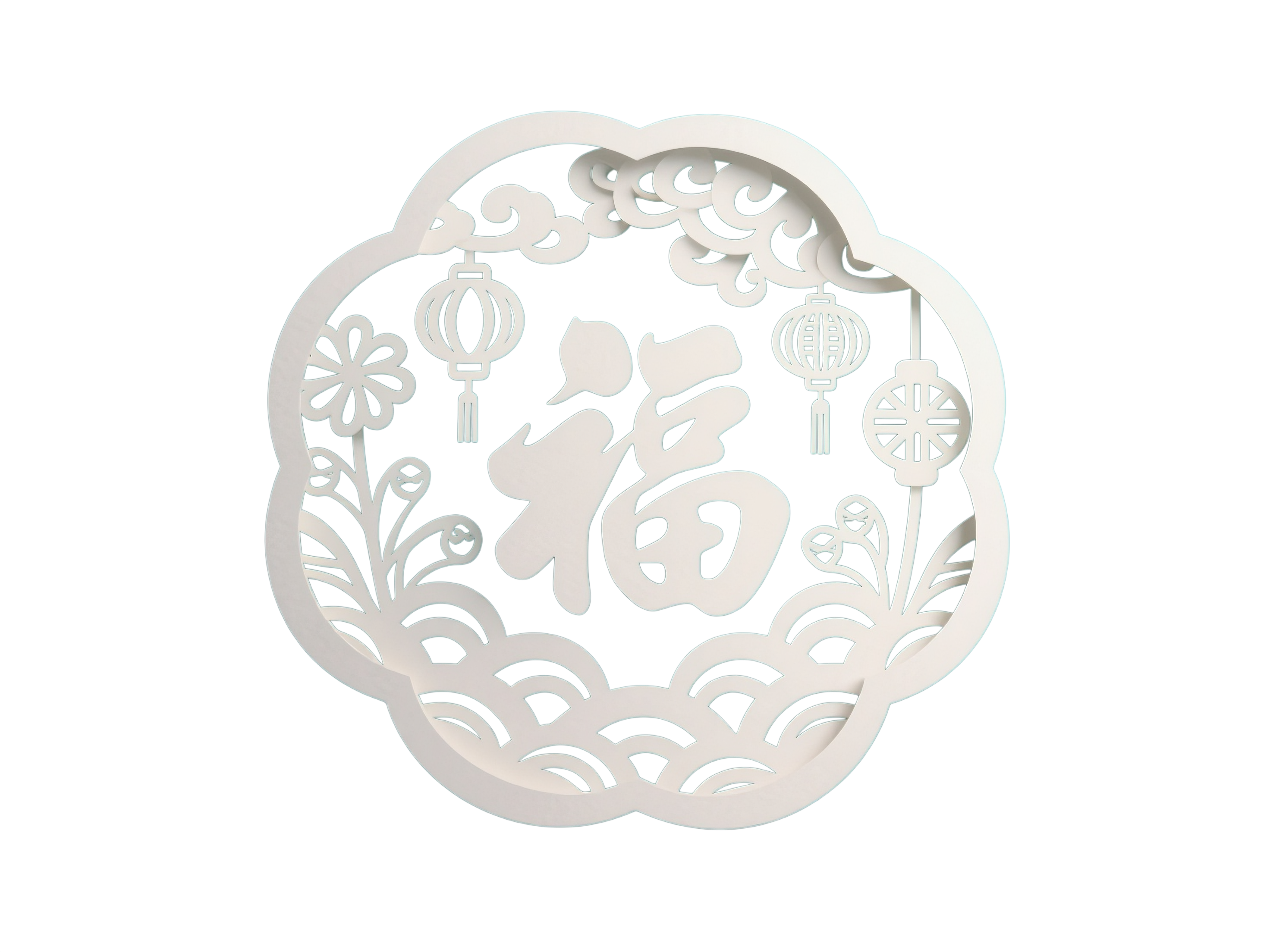 纸雕剪纸福字元素