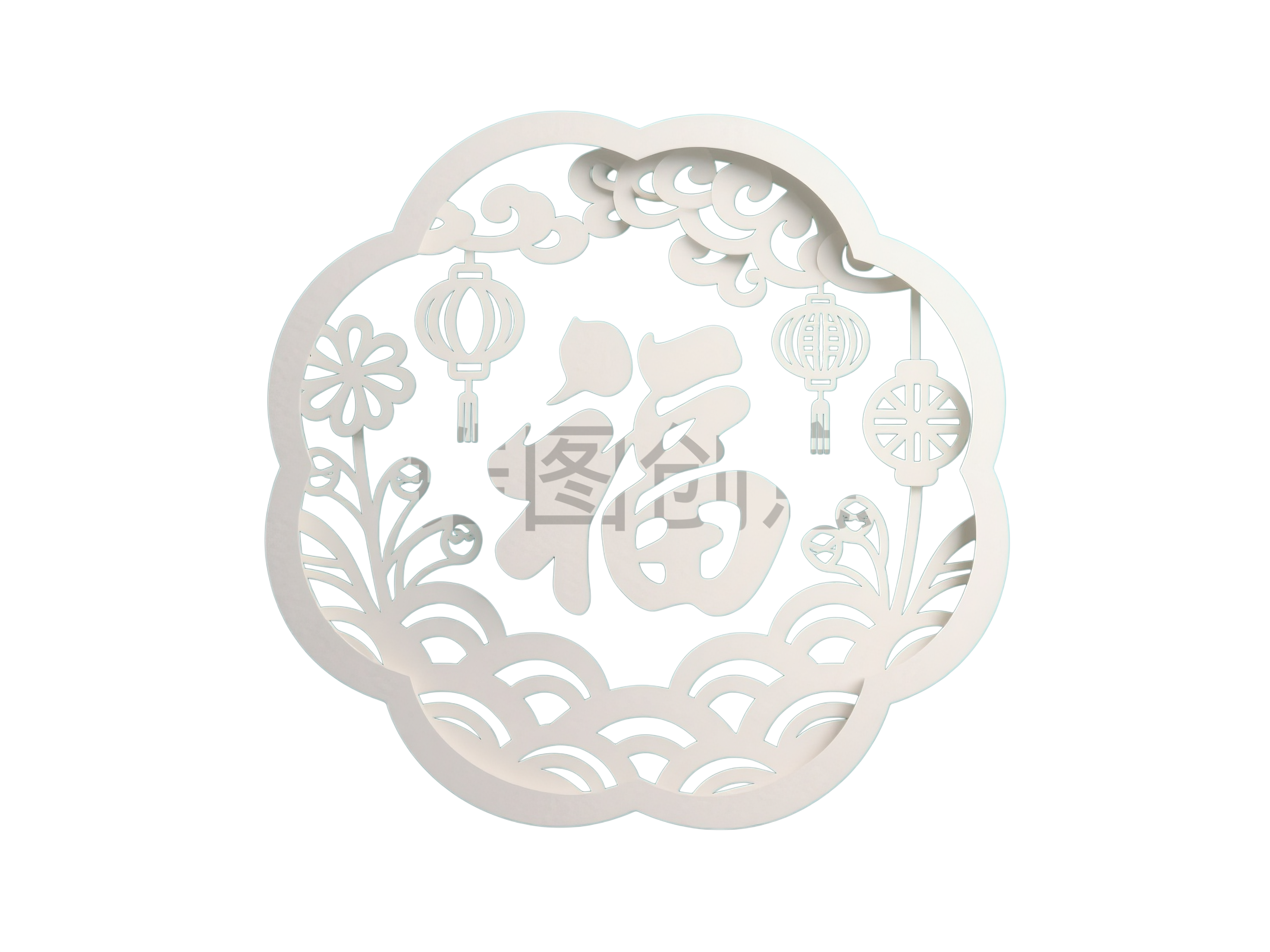 纸雕剪纸福字元素
