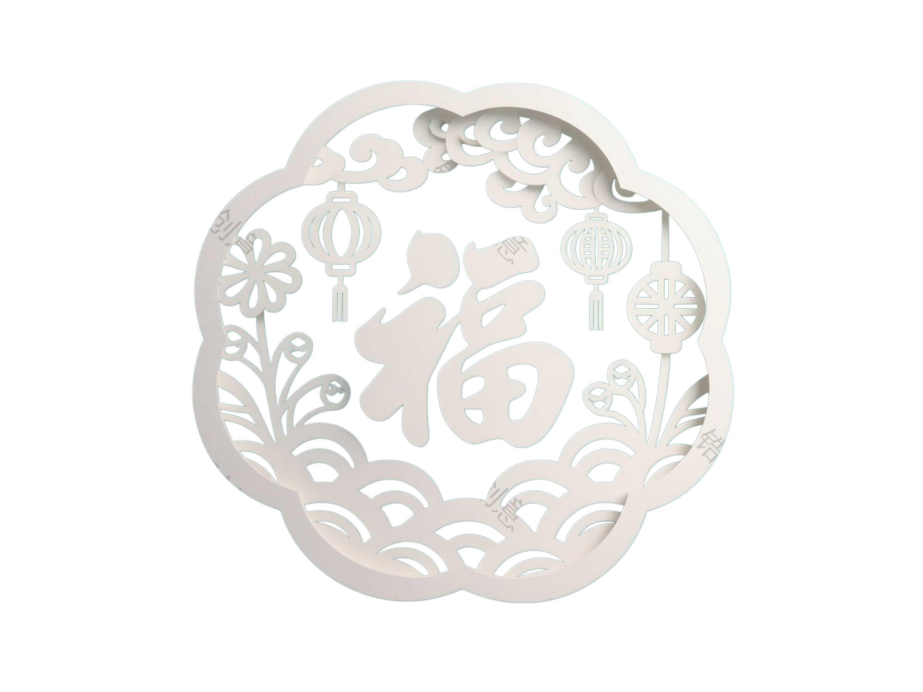 纸雕剪纸福字元素