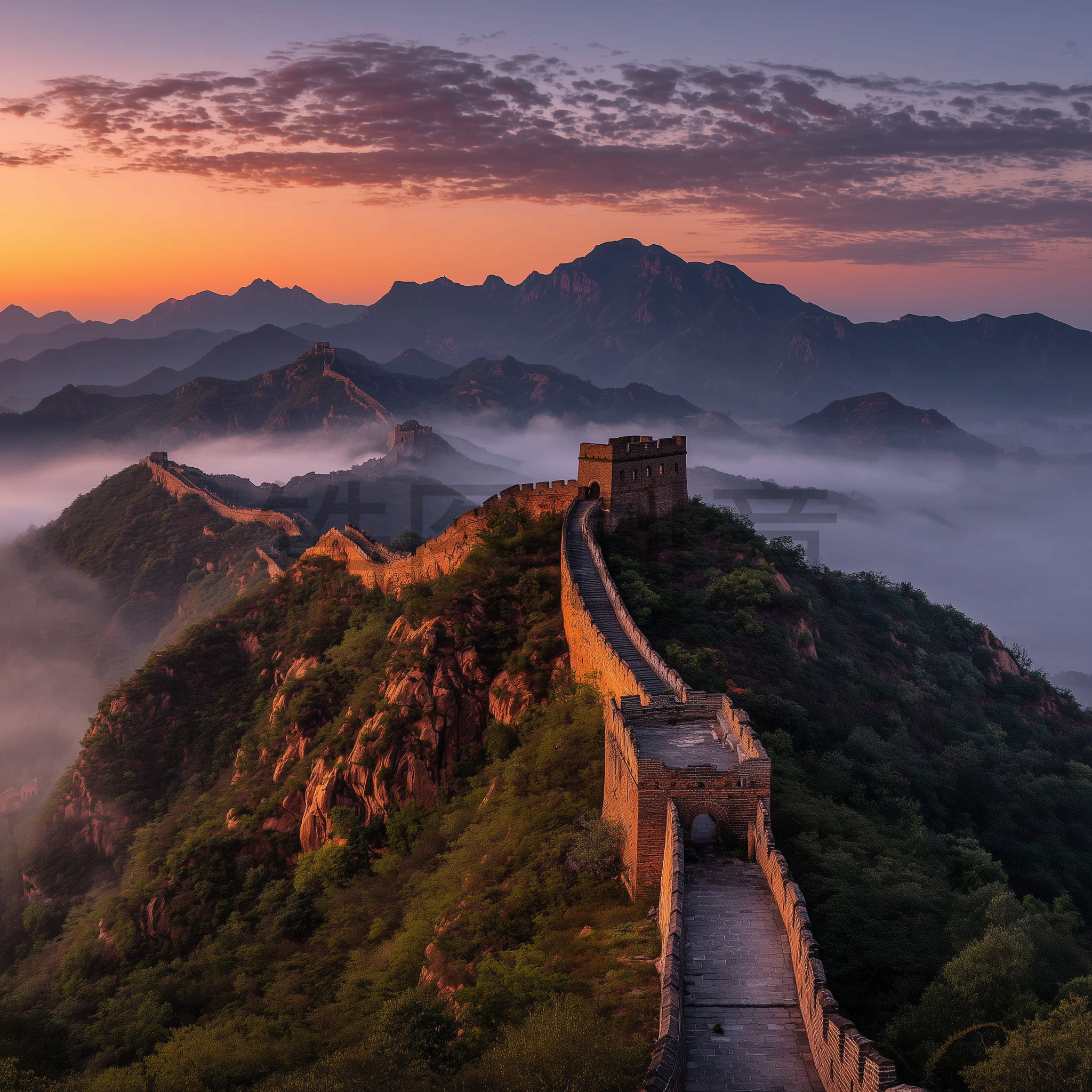 国庆节弥散渐变山水天空太阳组合背景