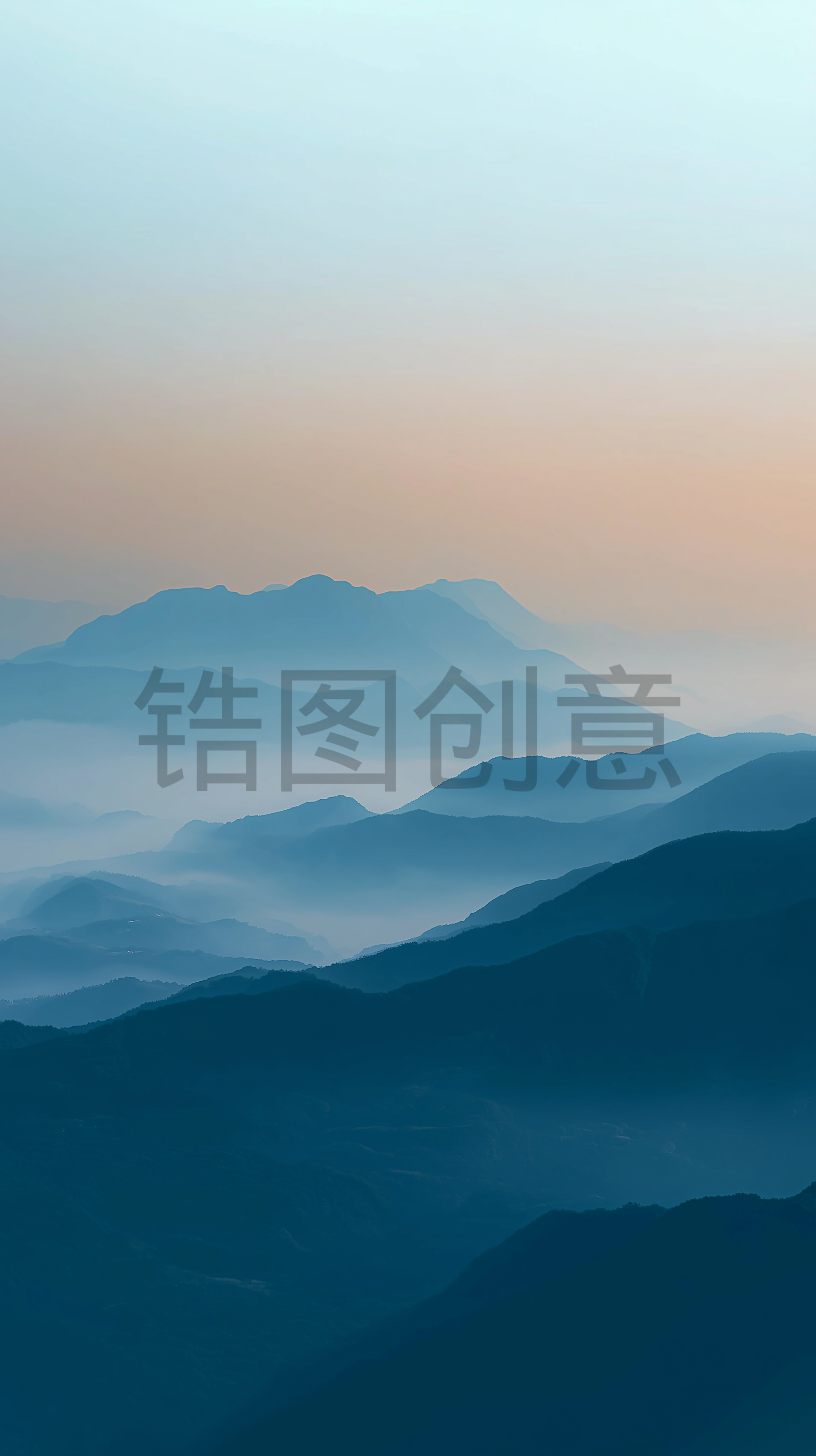 蓝色自然山朦胧感素材