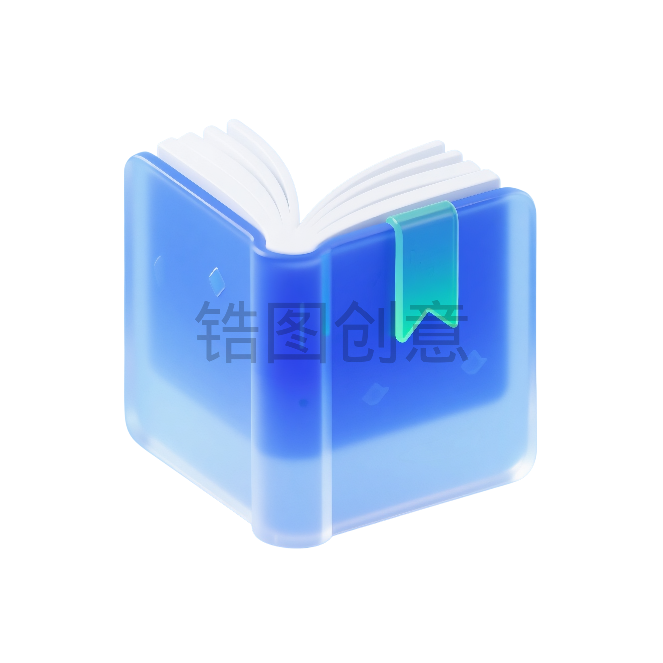 蓝色图书书本UI图标元素