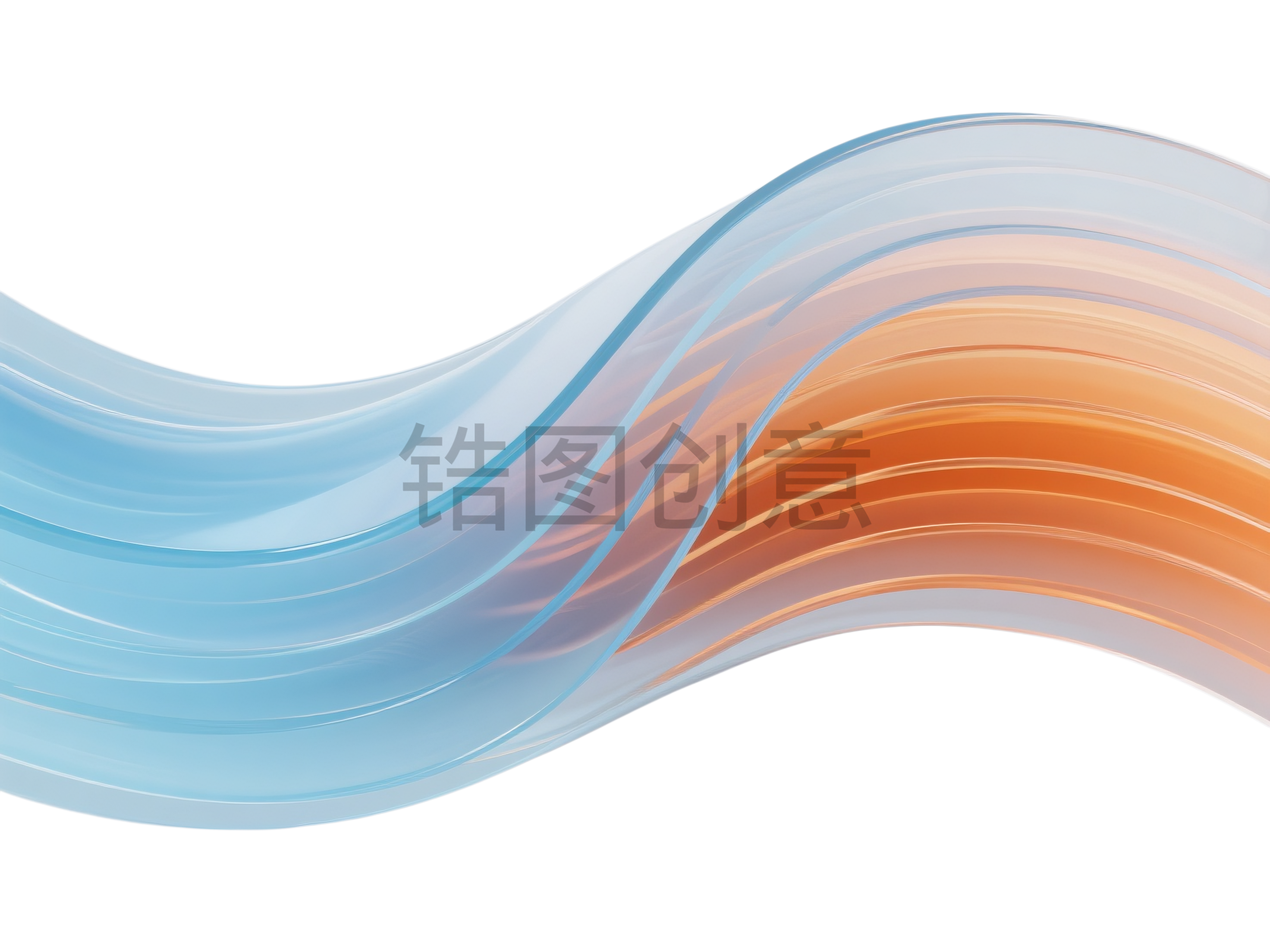 3d透明感弧形波浪状曲线素材