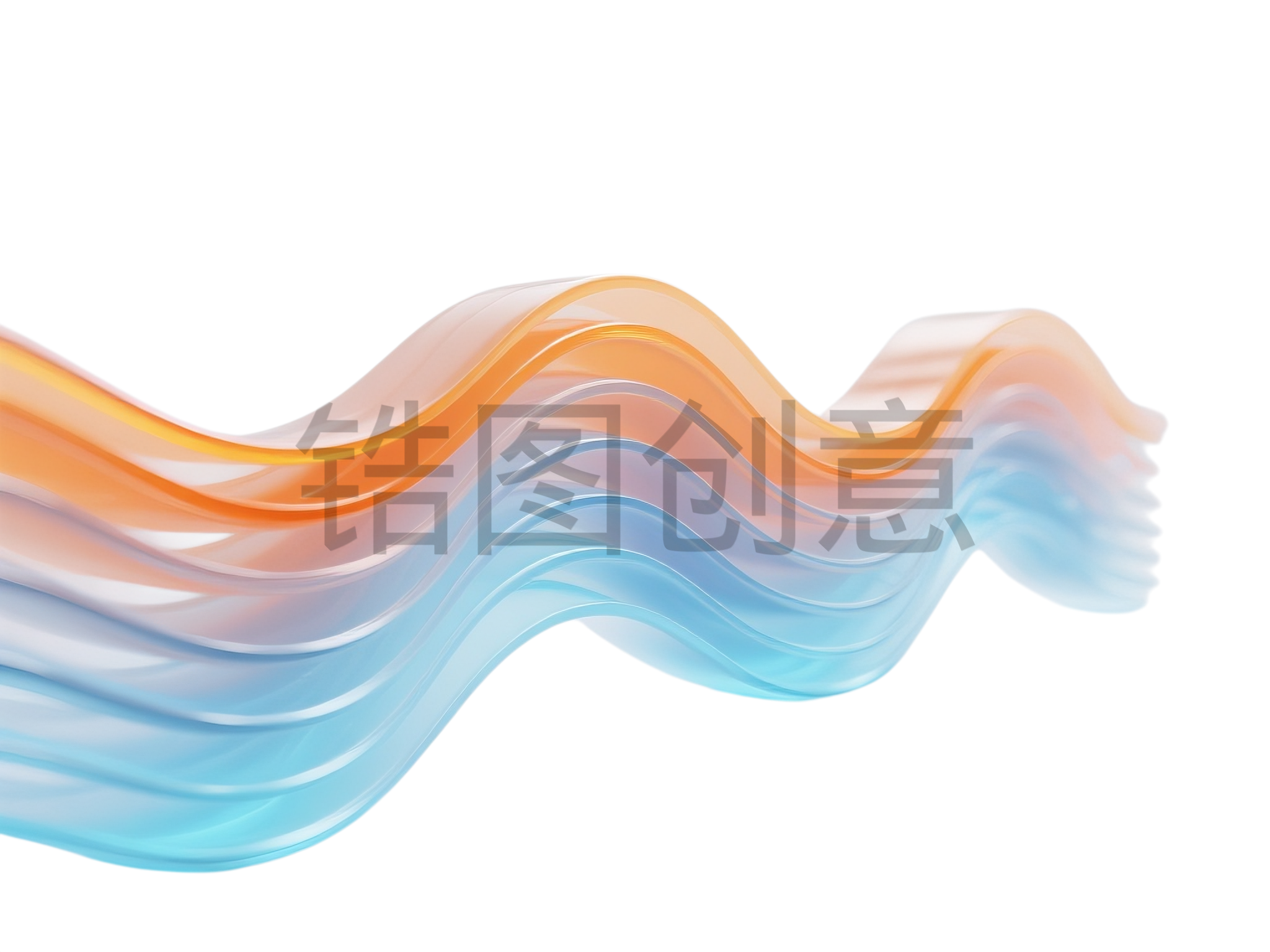 3d透明感弧形波浪状曲线素材