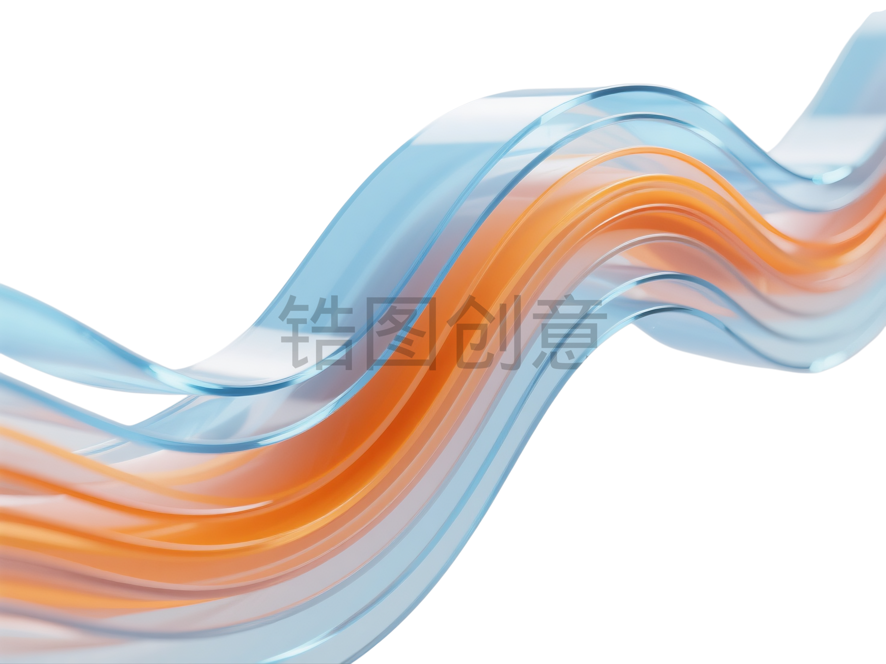 3d透明感弧形波浪状曲线素材